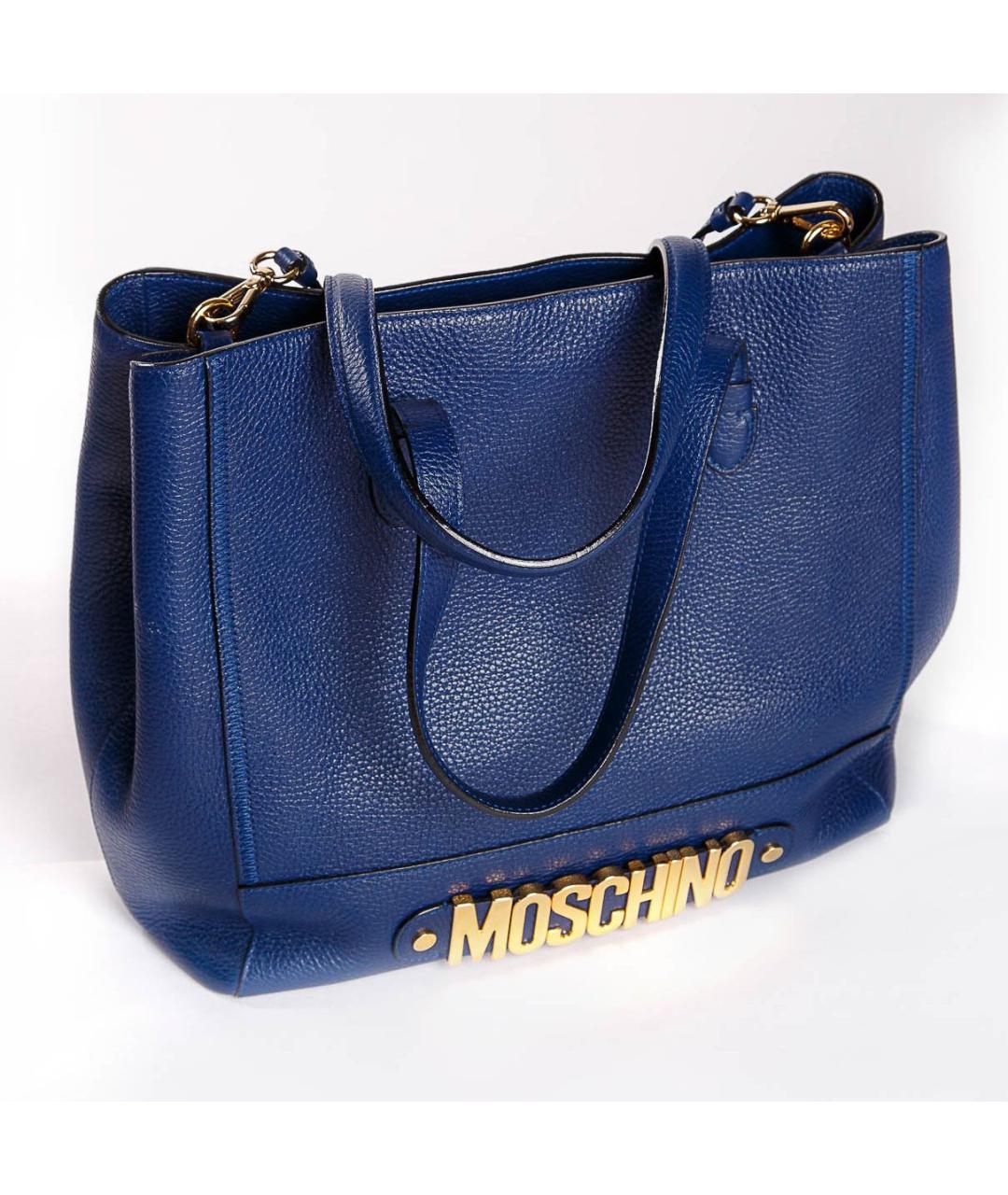 MOSCHINO Синяя кожаная сумка тоут, фото 9