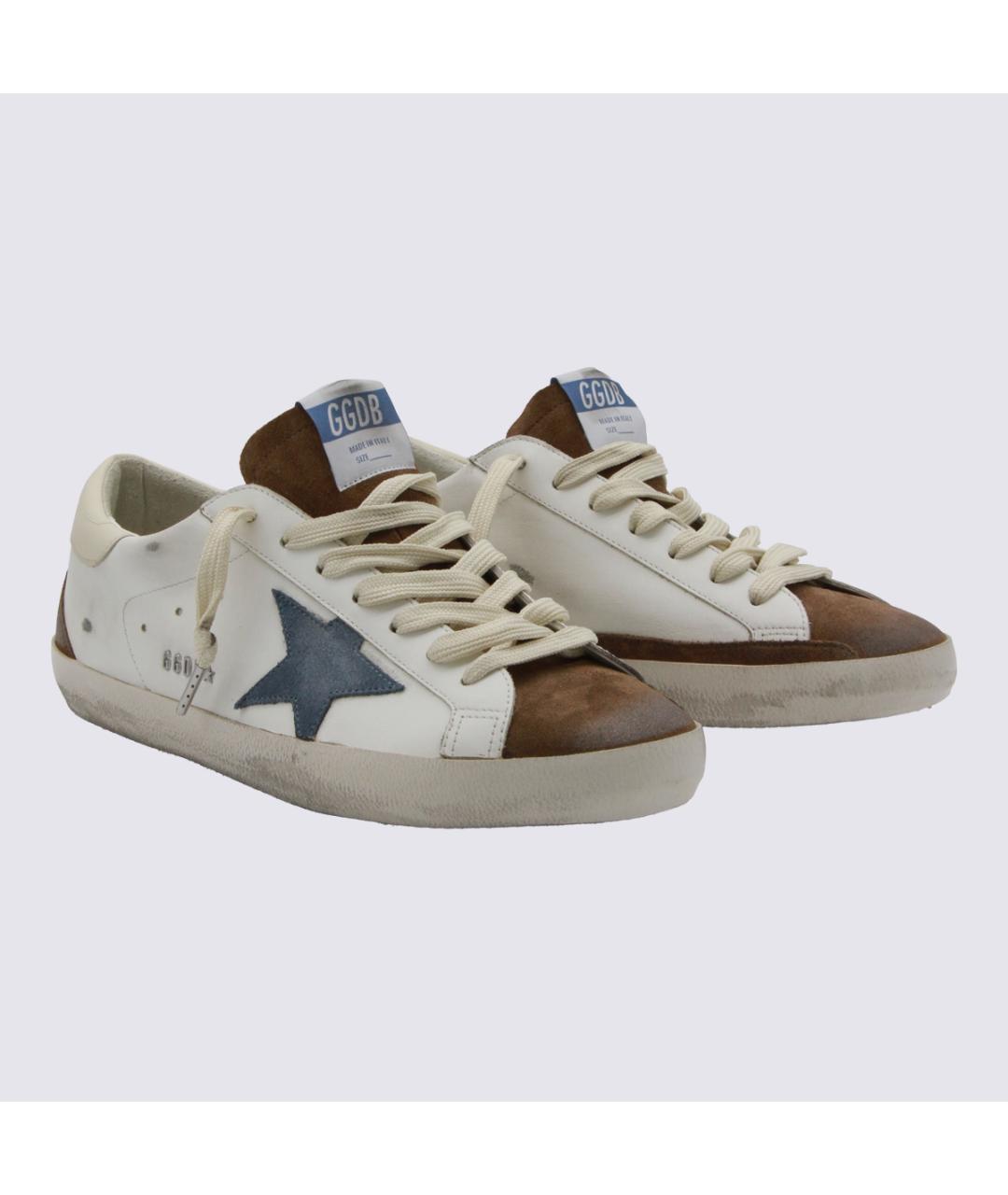 GOLDEN GOOSE Белые кожаные низкие кроссовки / кеды, фото 4