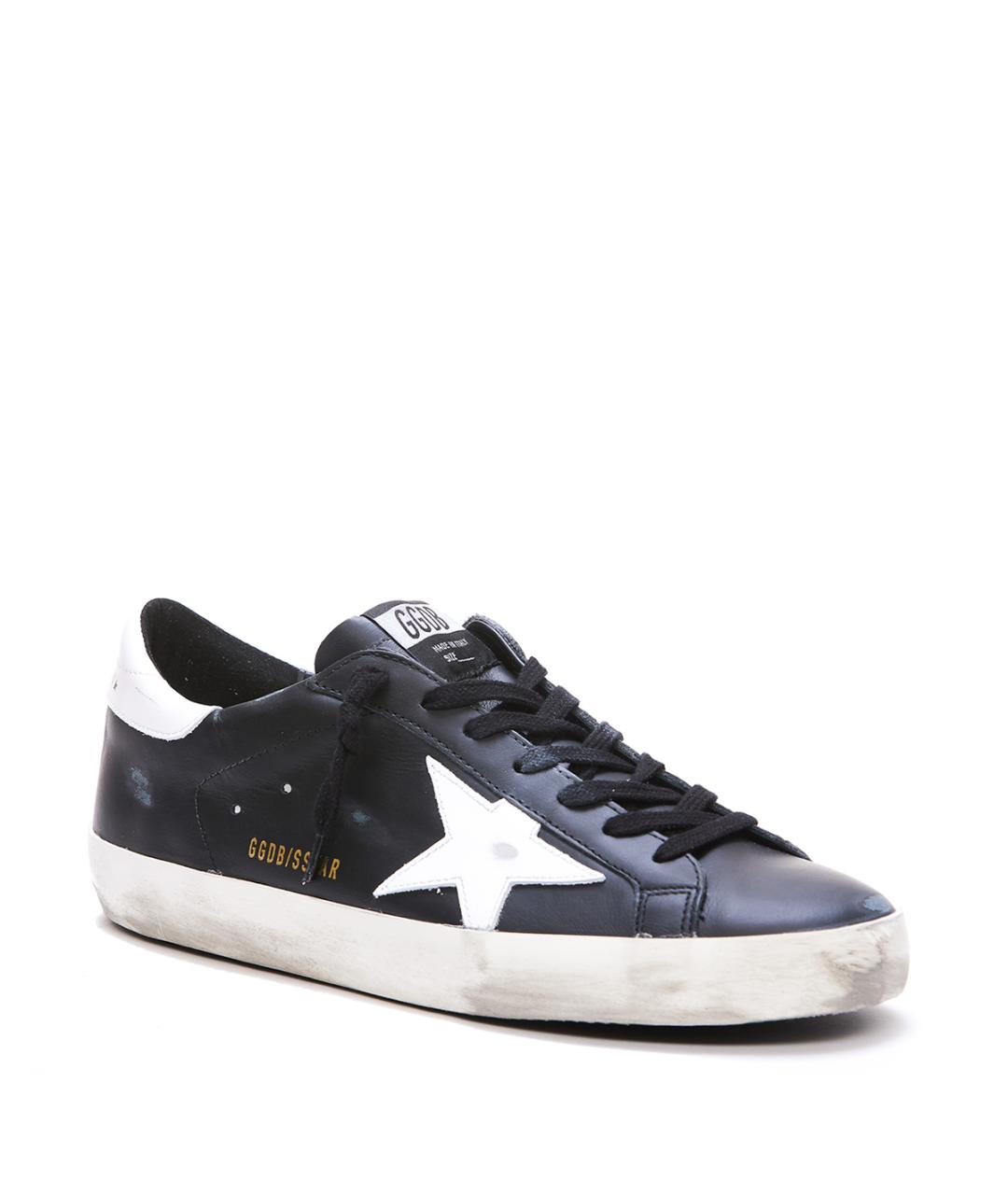 GOLDEN GOOSE Черные кожаные низкие кроссовки / кеды, фото 2