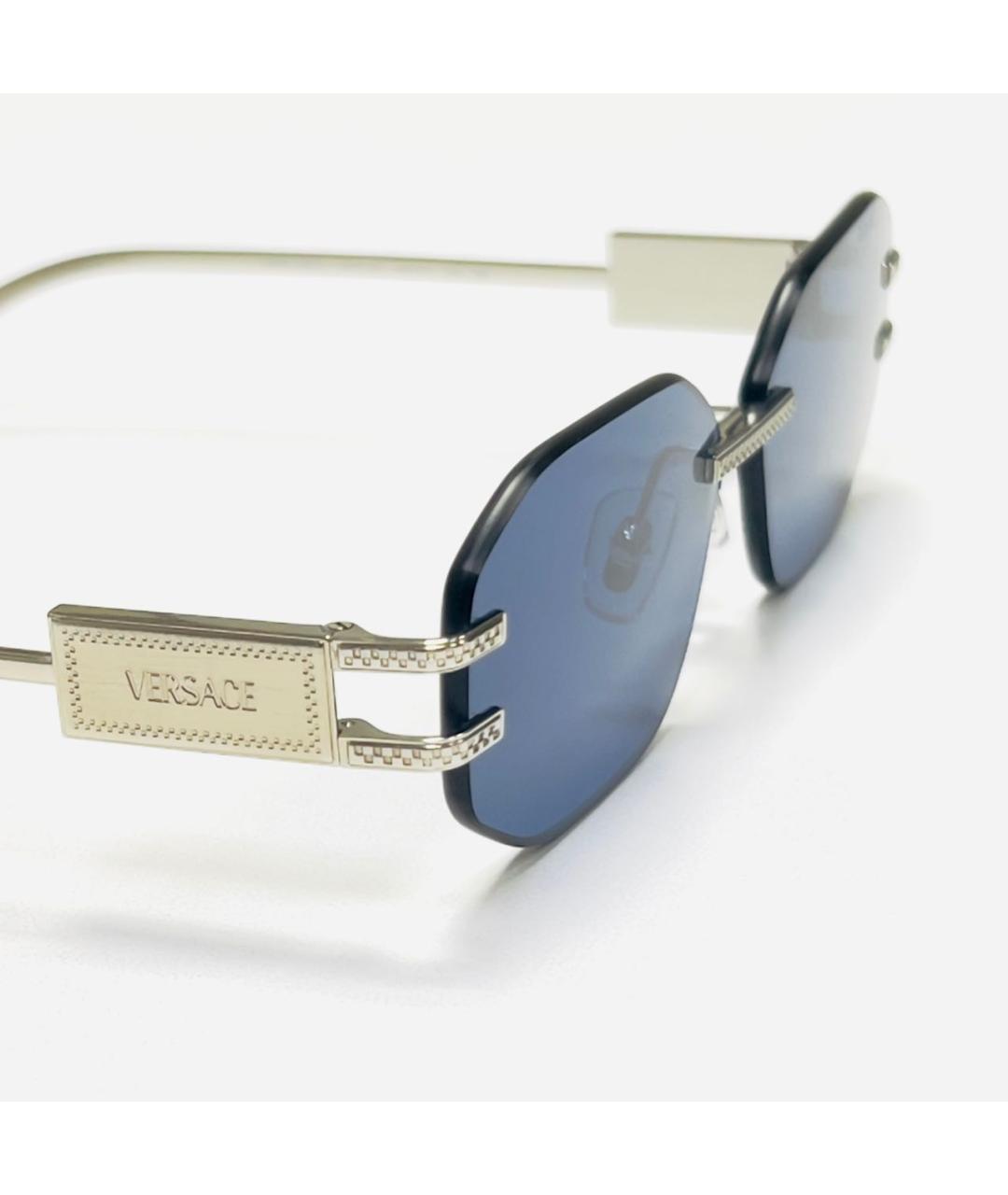 VERSACE Темно-синие металлические солнцезащитные очки, фото 8