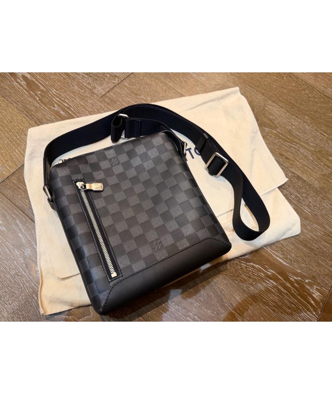LOUIS VUITTON Черная кожаная сумка на плечо, фото 7