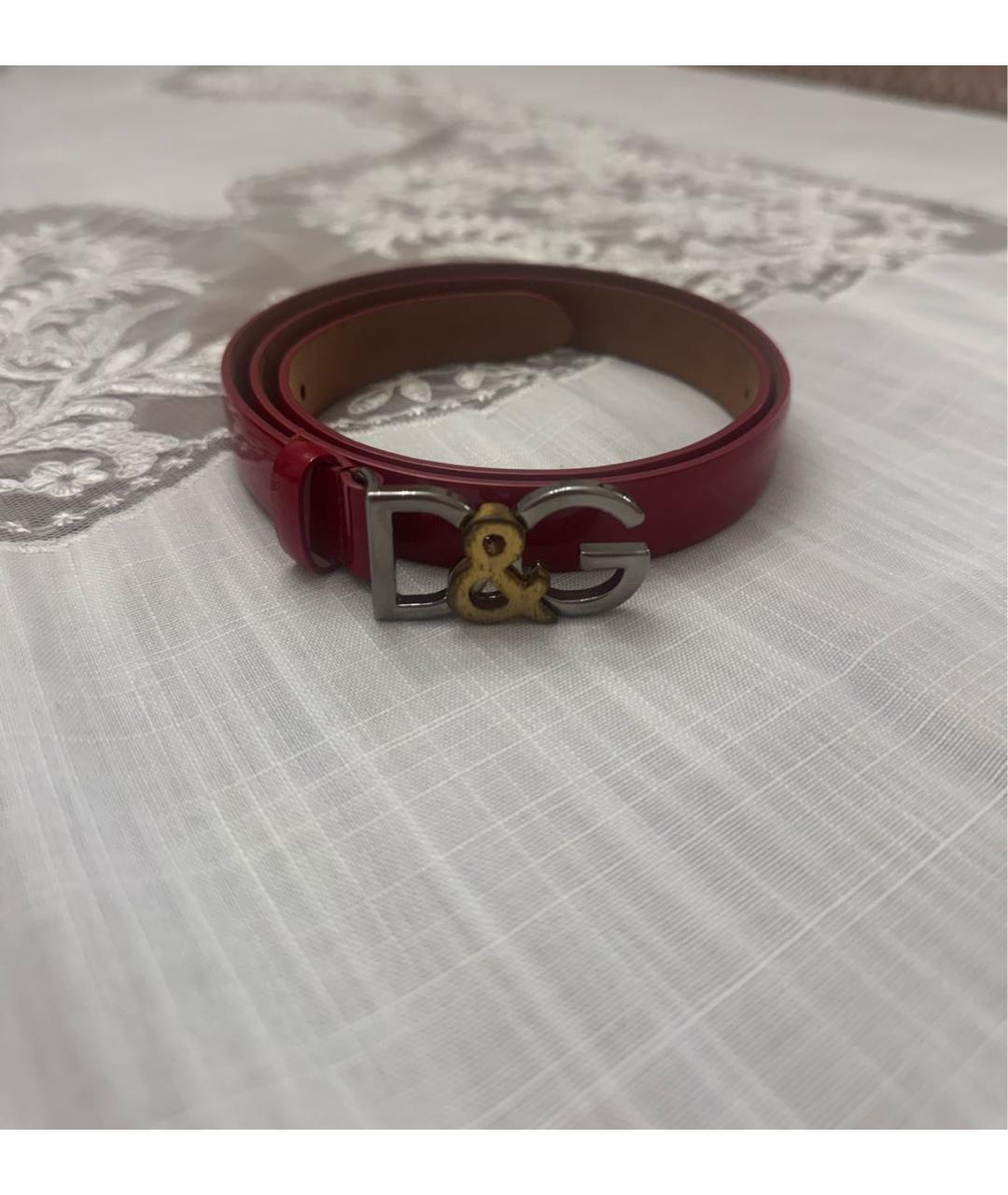 DOLCE&GABBANA Красный ремень из лакированной кожи, фото 4