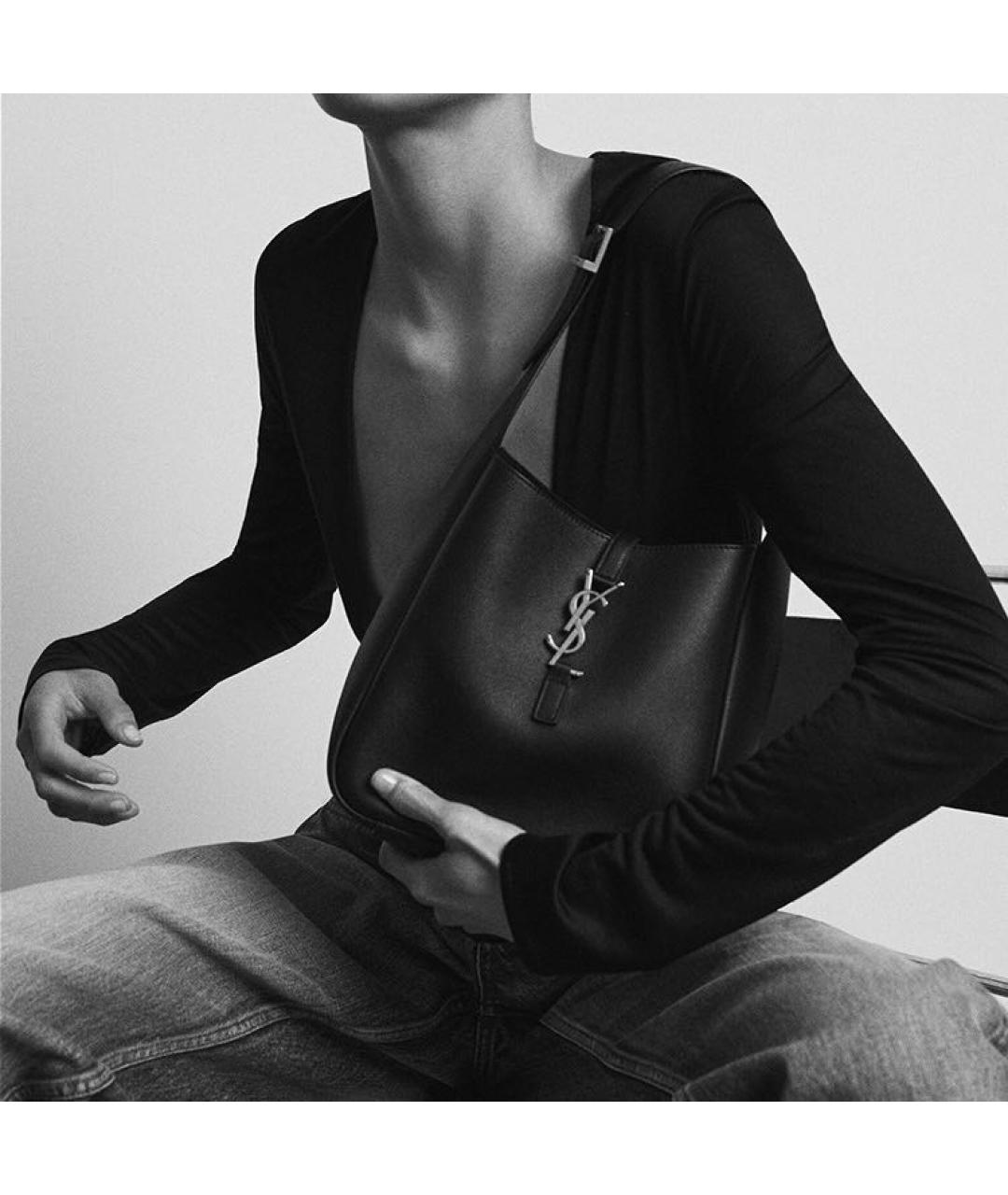 SAINT LAURENT Черная кожаная сумка на плечо, фото 6