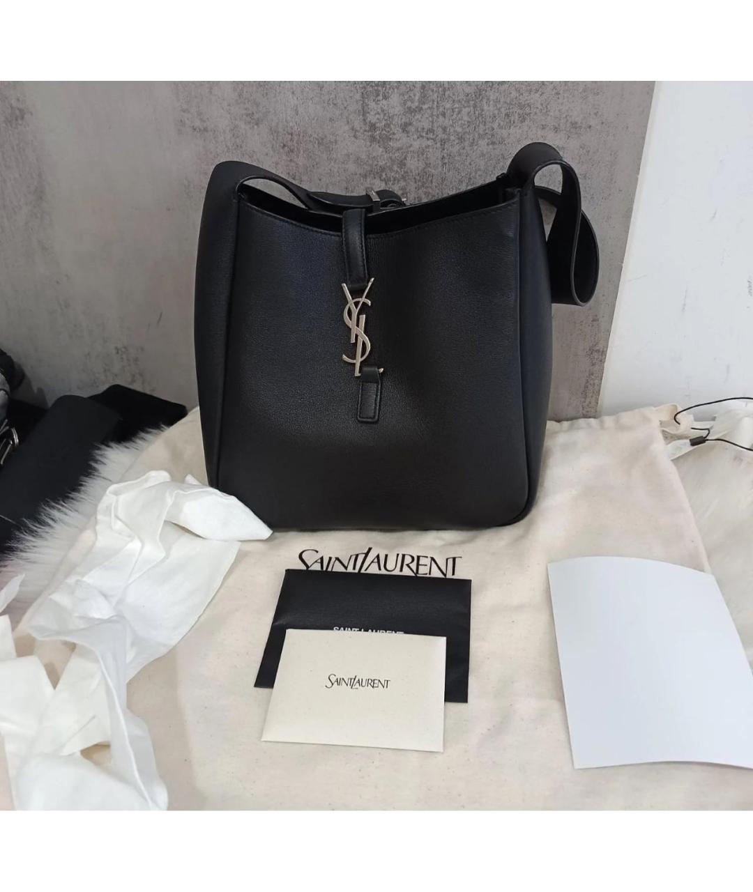 SAINT LAURENT Черная кожаная сумка на плечо, фото 3