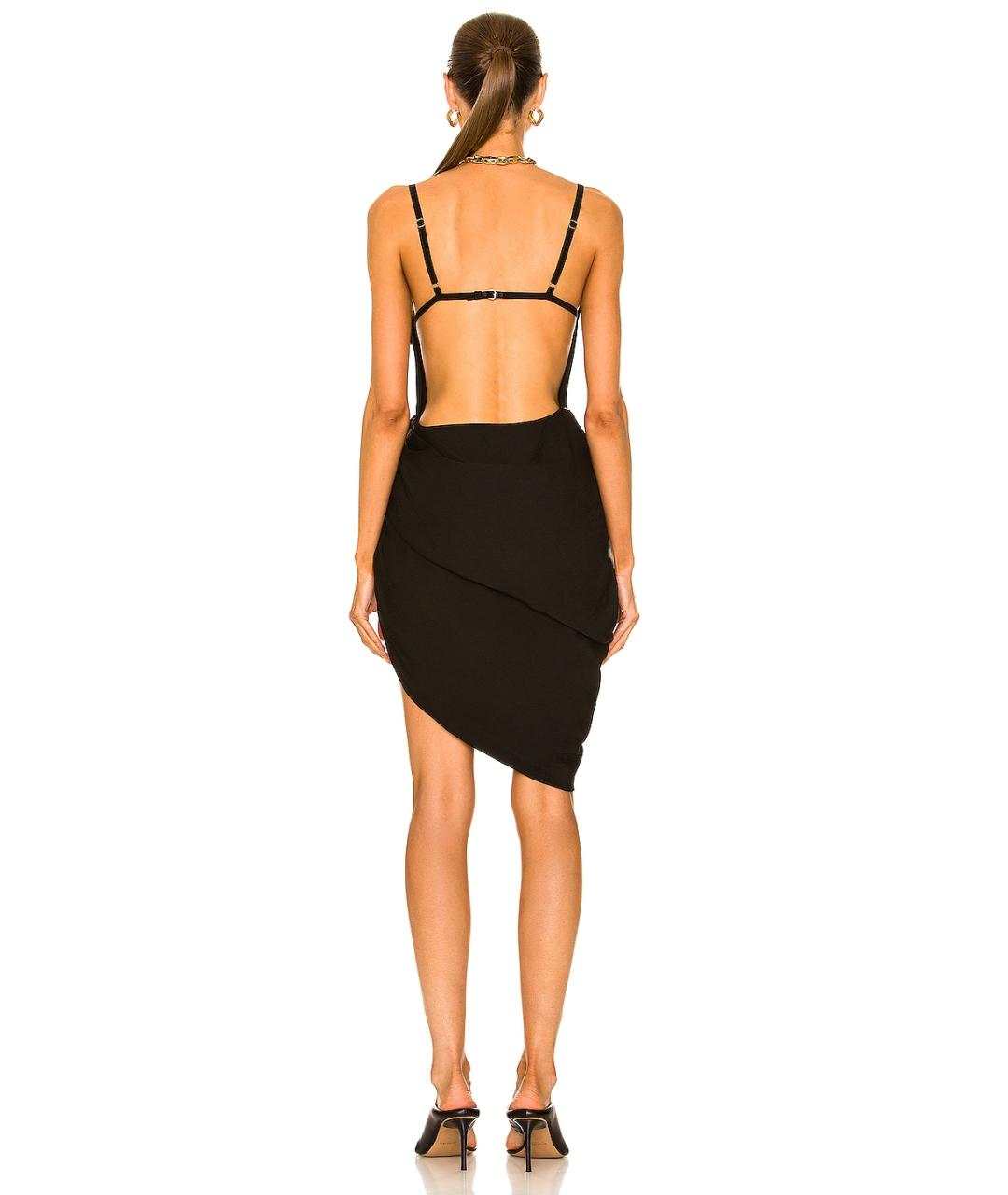 JACQUEMUS Черное вискозное коктейльное платье, фото 4