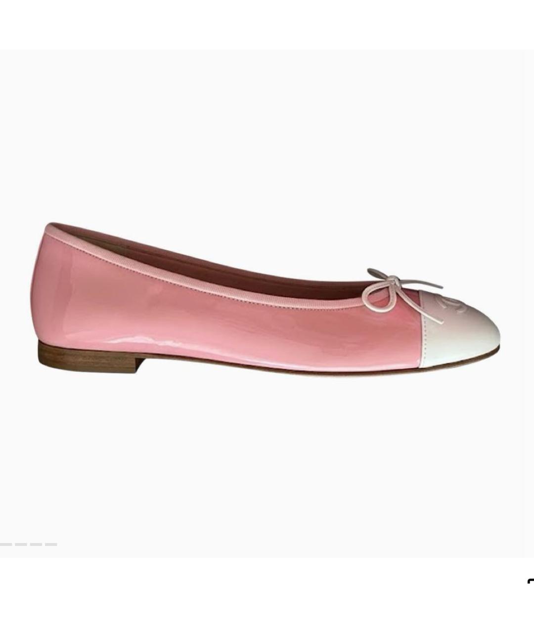 CHANEL Розовые балетки из лакированной кожи, фото 8