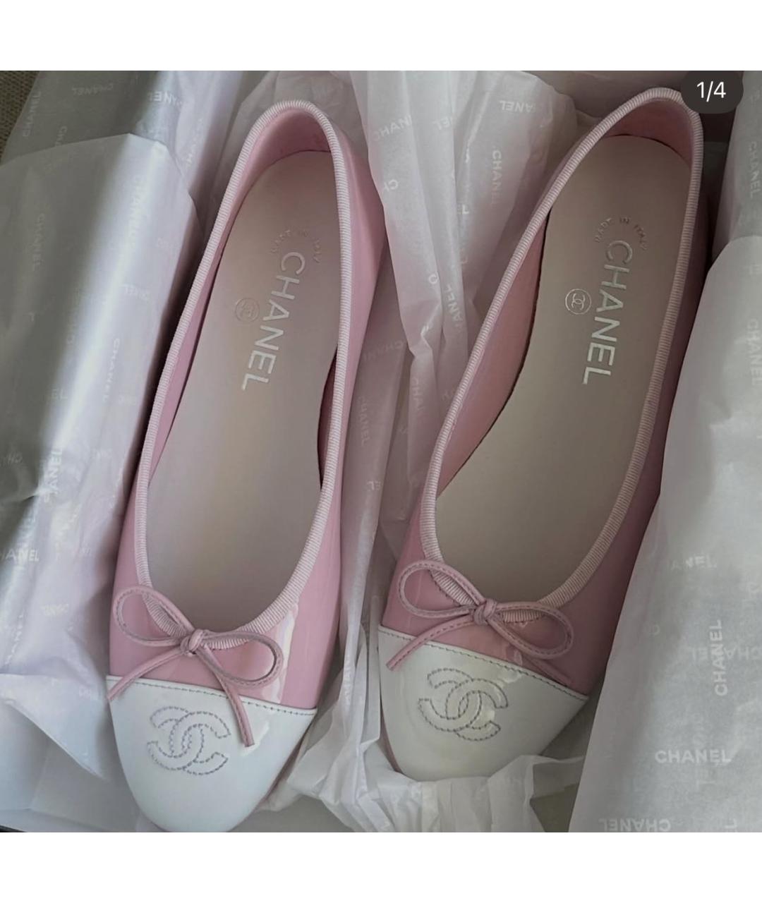 CHANEL Розовые балетки из лакированной кожи, фото 2