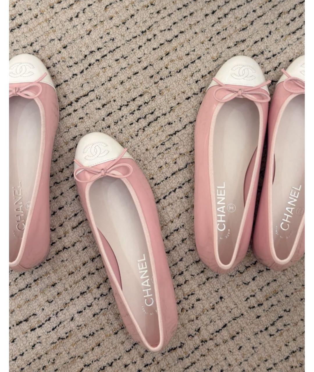 CHANEL Розовые балетки из лакированной кожи, фото 6