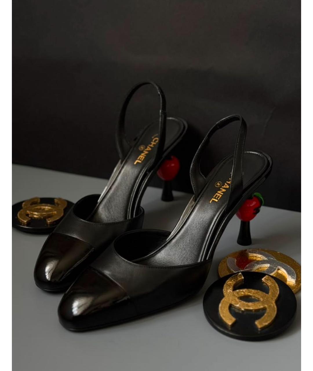 CHANEL Черные кожаные туфли, фото 2