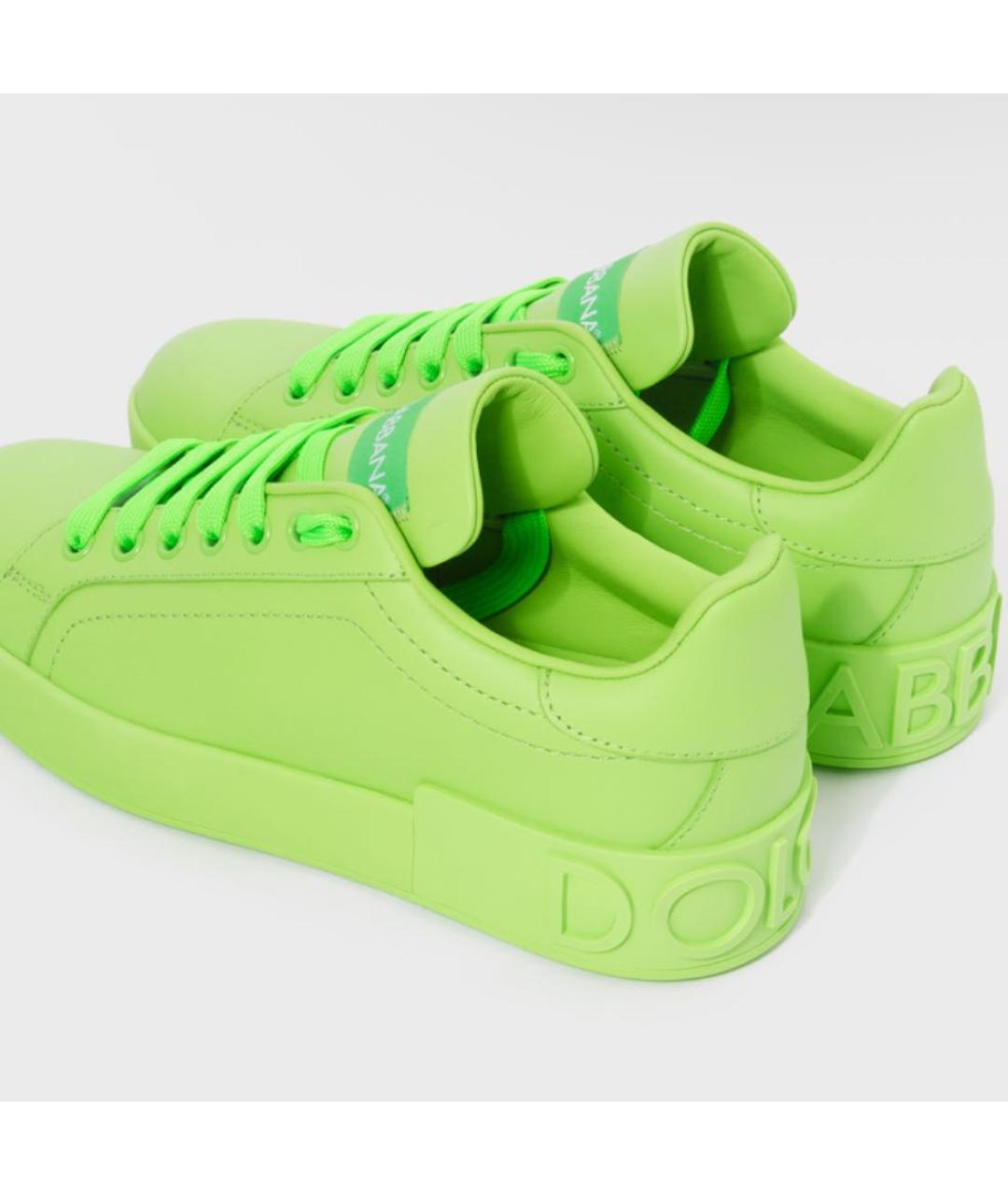DOLCE&GABBANA Зеленые кожаные кеды, фото 4