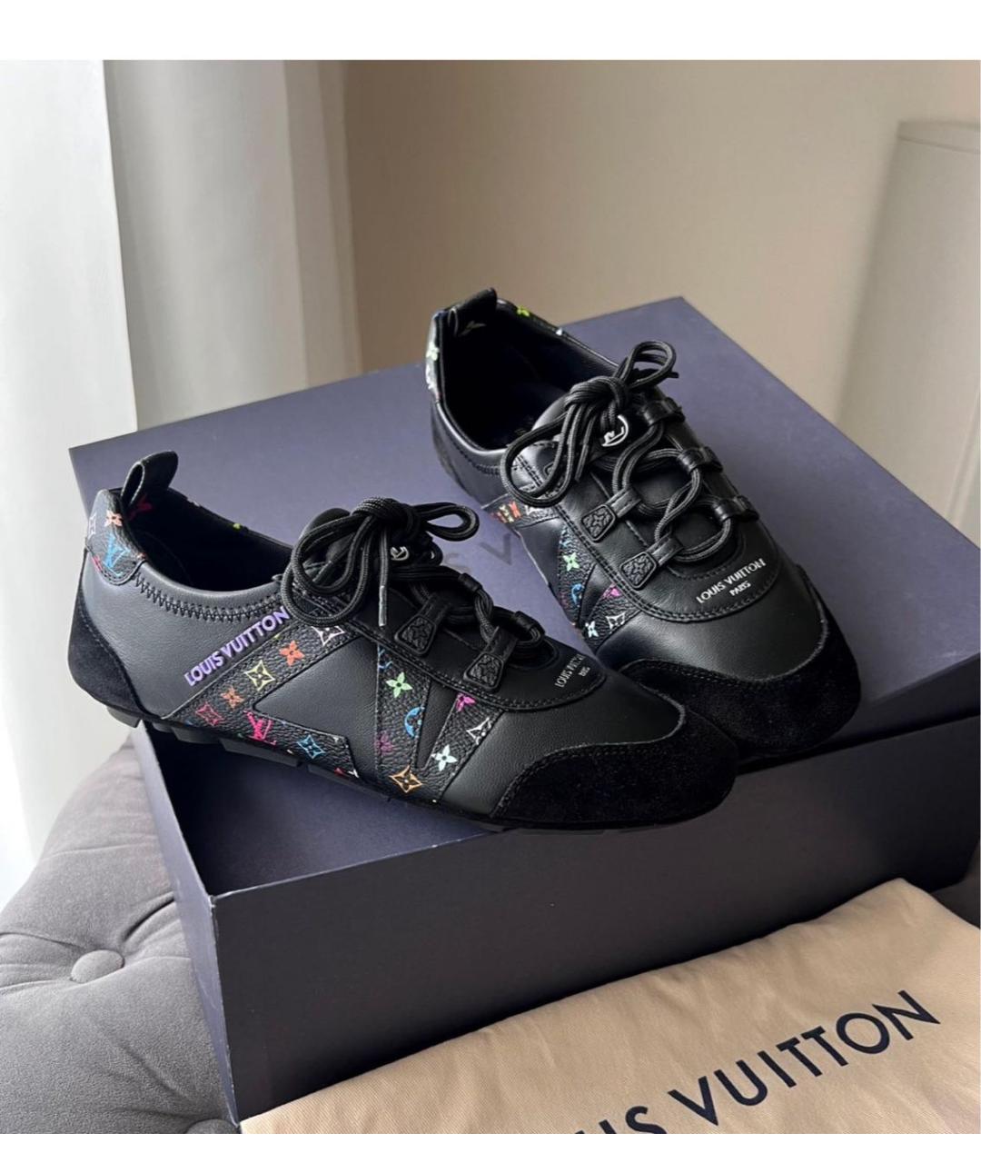 LOUIS VUITTON Черные кожаные кеды, фото 4