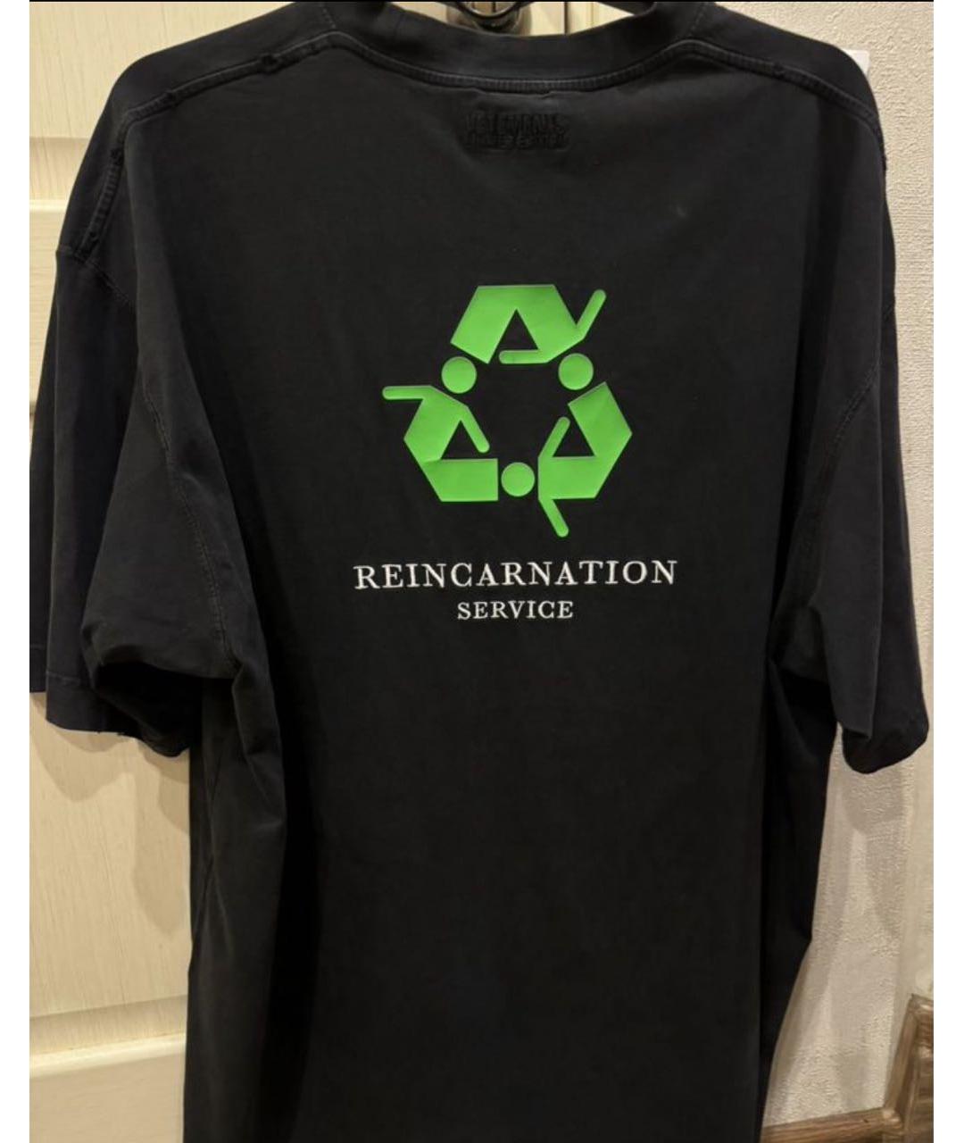 VETEMENTS Черная хлопковая футболка, фото 2