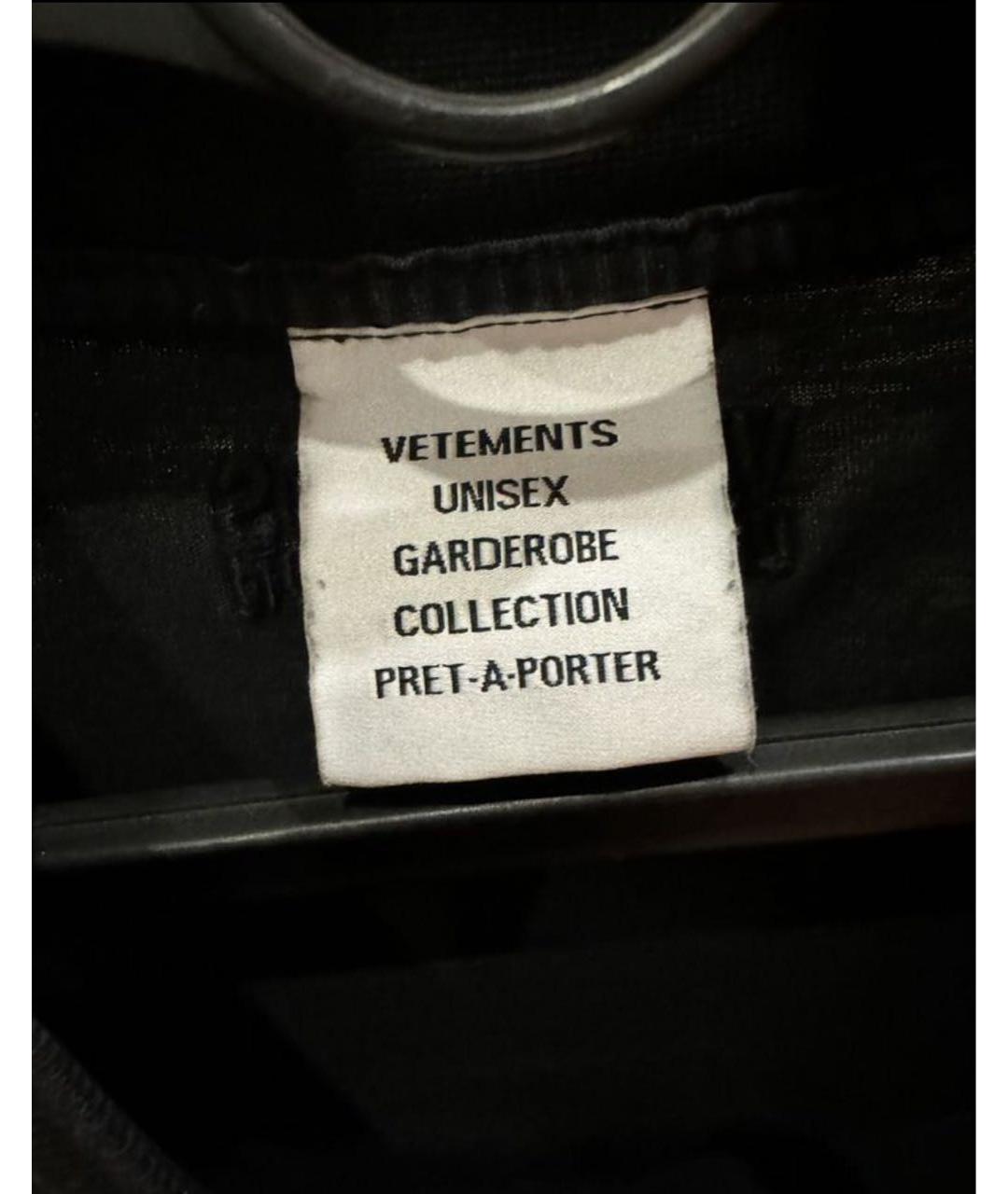 VETEMENTS Черная хлопковая футболка, фото 3