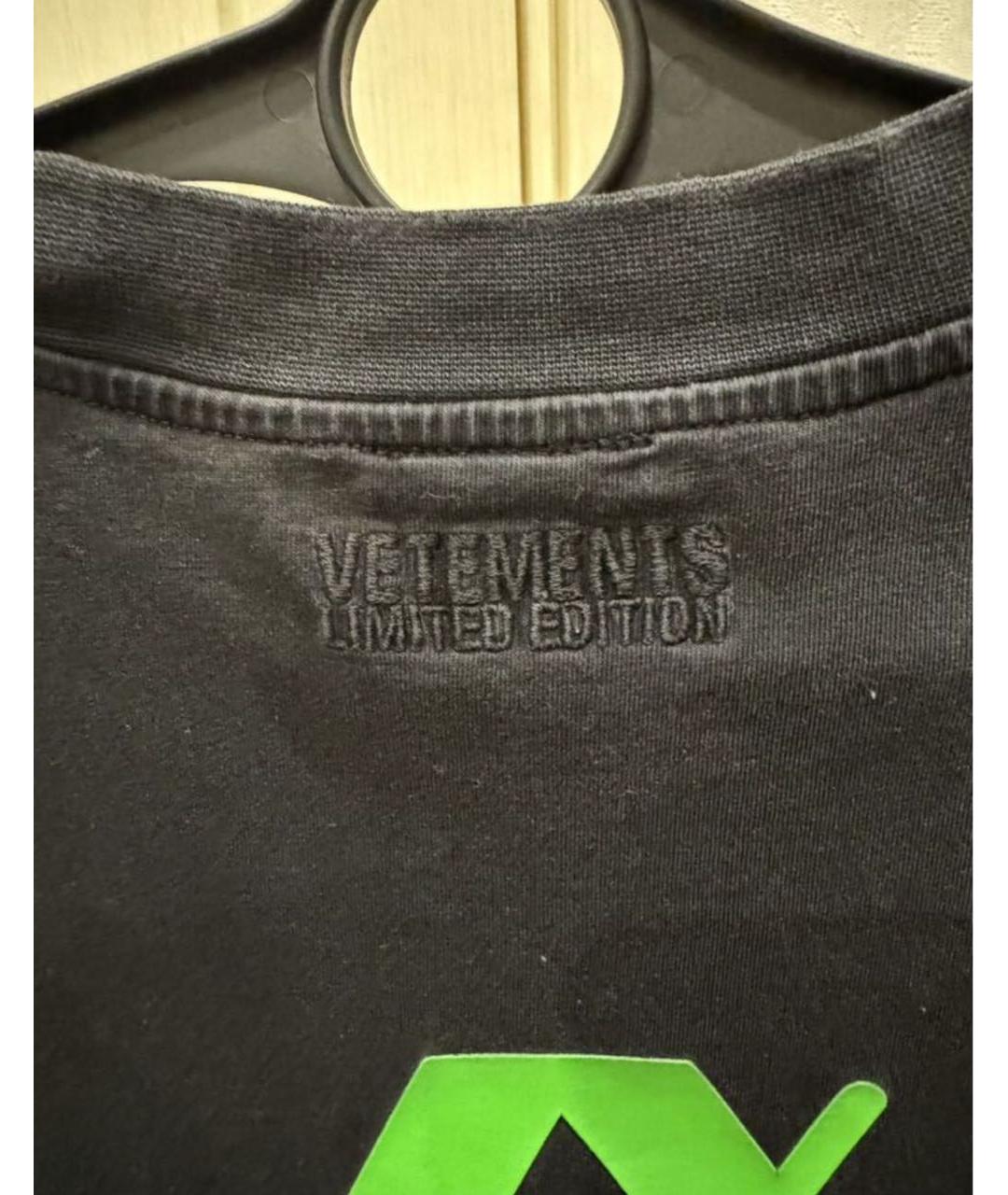 VETEMENTS Черная хлопковая футболка, фото 4