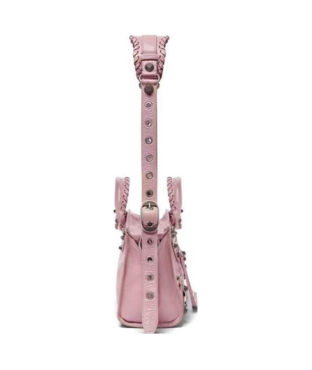 BALENCIAGA Розовая кожаная сумка с короткими ручками, фото 4