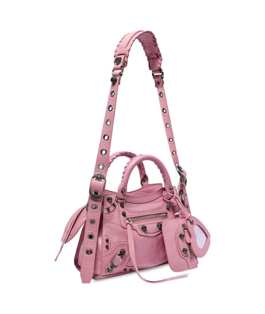 BALENCIAGA Розовая кожаная сумка с короткими ручками, фото 2