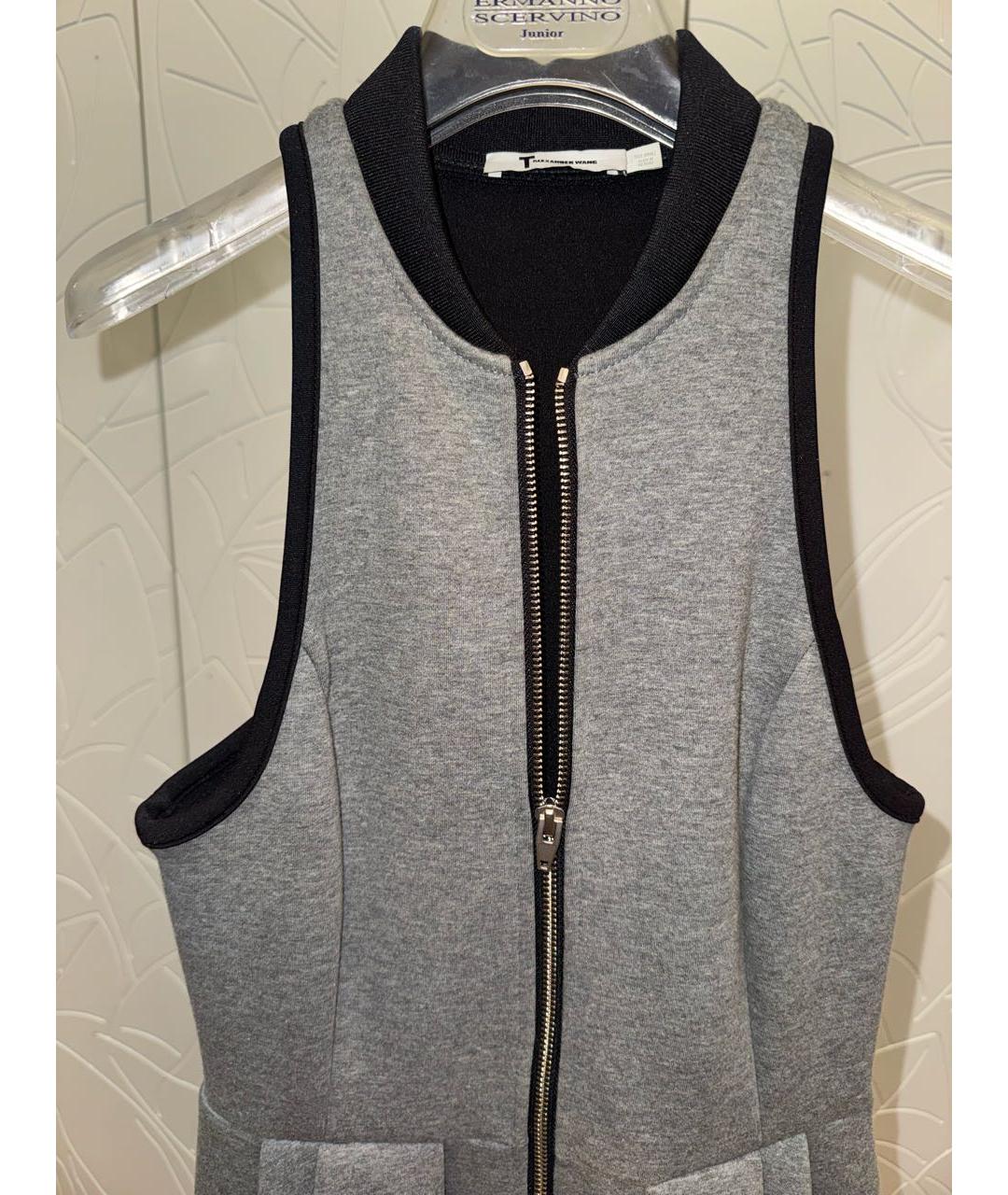 T BY ALEXANDER WANG Серое полиэстеровое повседневное платье, фото 3