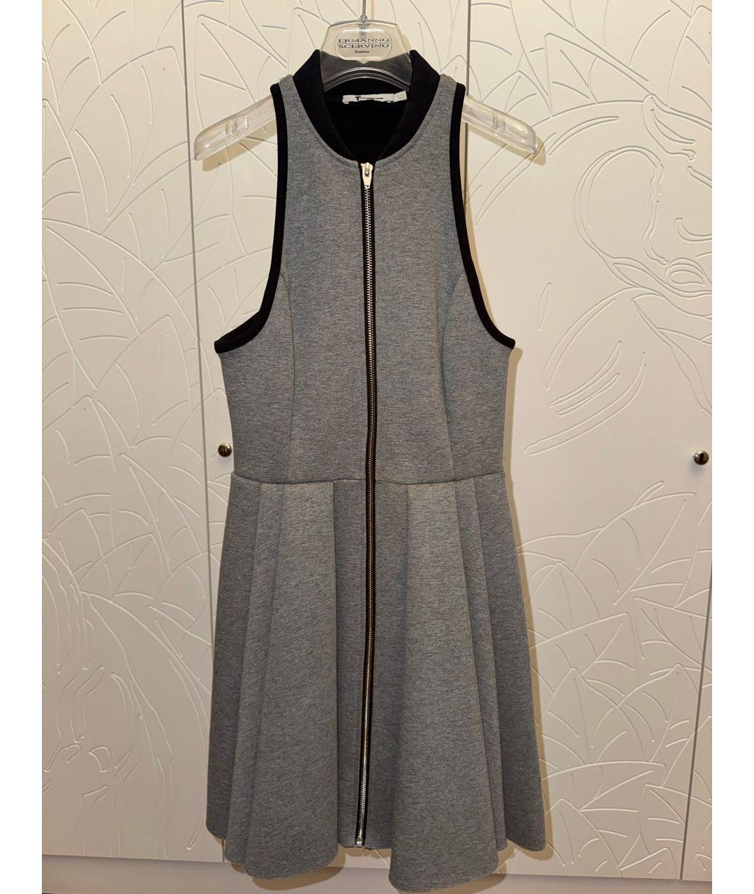 T BY ALEXANDER WANG Серое полиэстеровое повседневное платье, фото 8