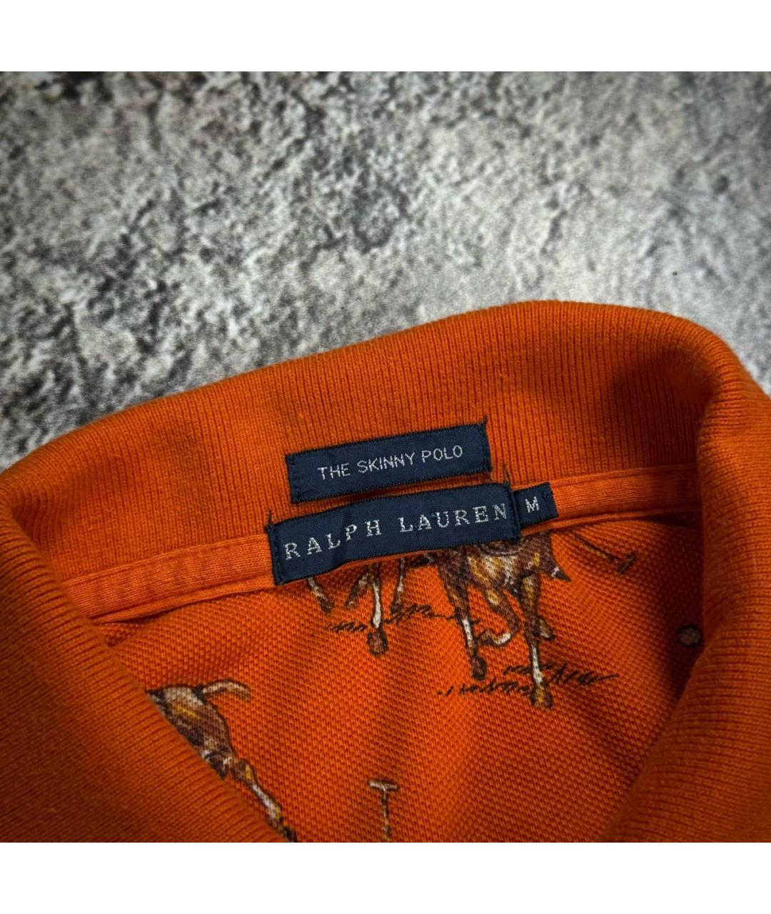 RALPH LAUREN Оранжевое хлопковое поло с коротким рукавом, фото 3