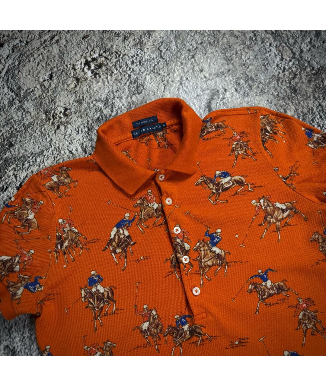 RALPH LAUREN Оранжевое хлопковое поло с коротким рукавом, фото 4