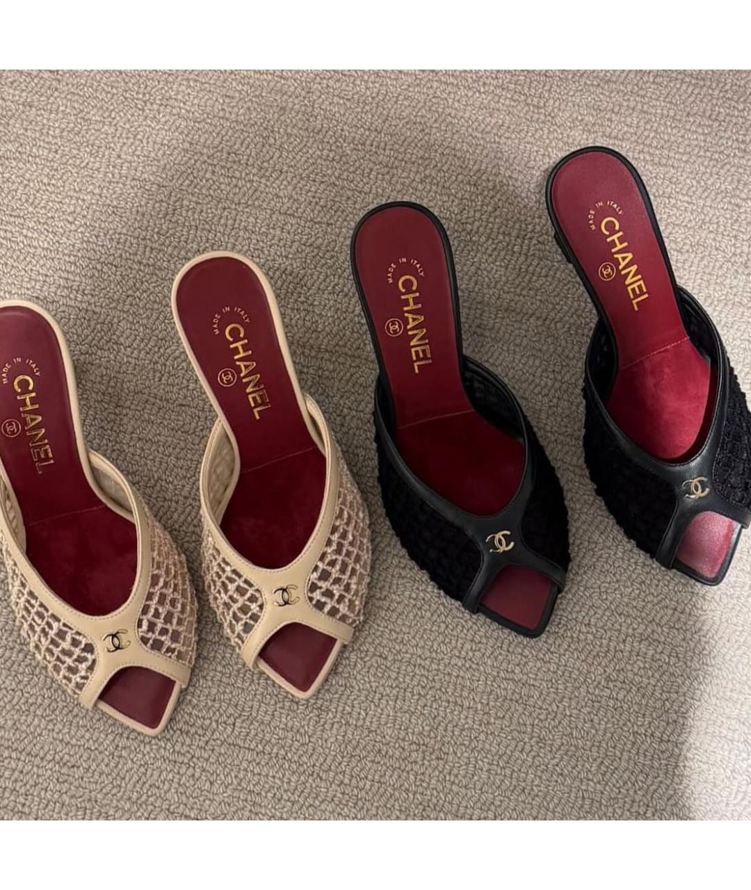 CHANEL Черные текстильные мюли, фото 4