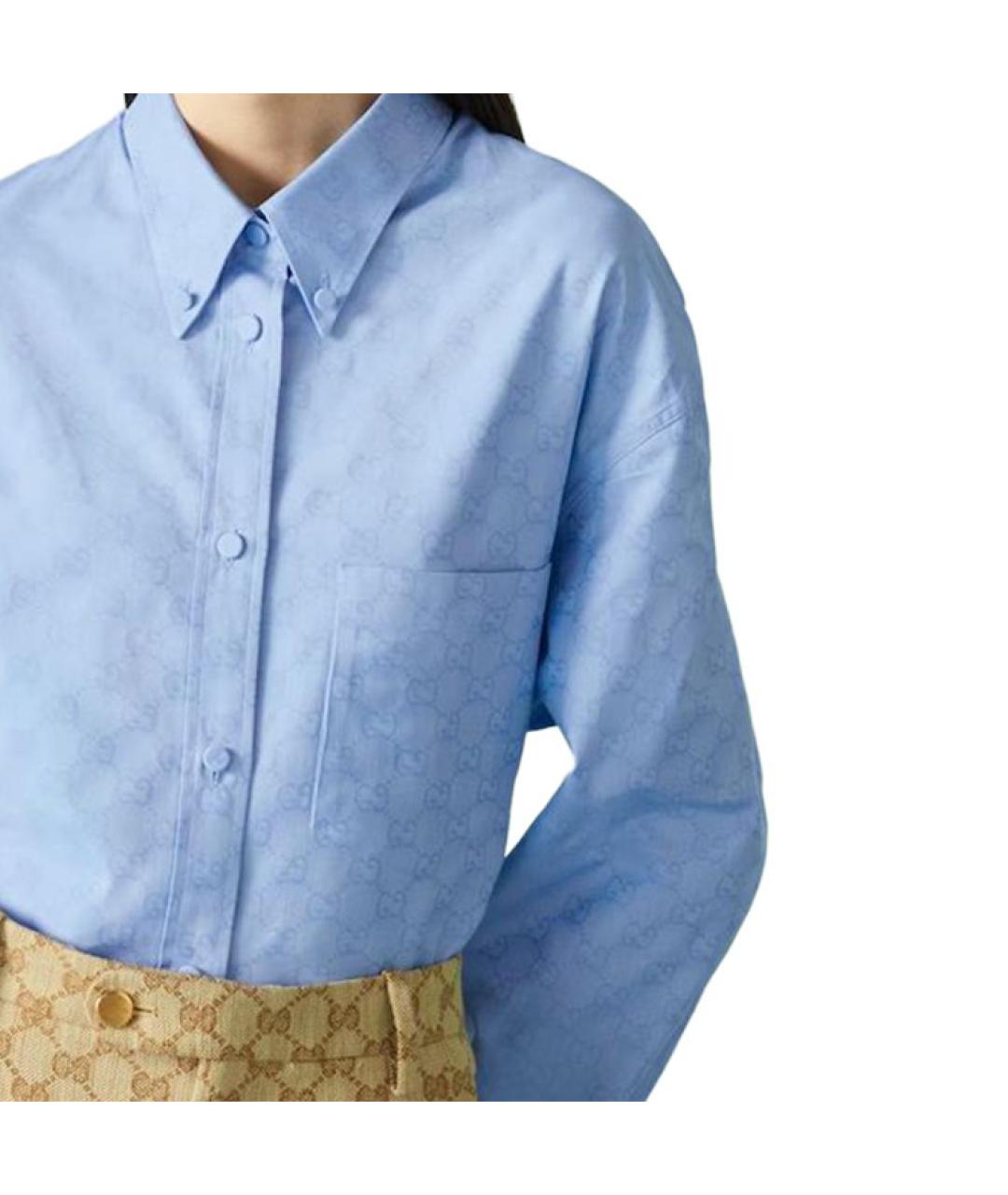 GUCCI Голубая хлопковая рубашка, фото 4