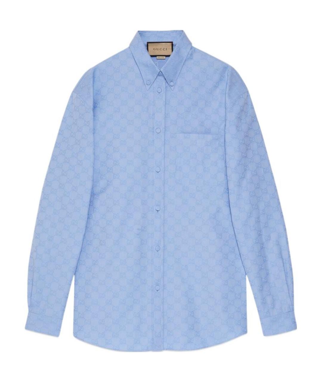 GUCCI Голубая хлопковая рубашка, фото 1