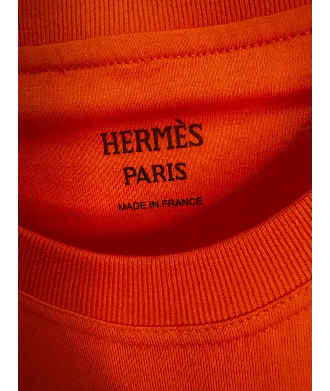 HERMES Оранжевая хлопковая футболка, фото 5