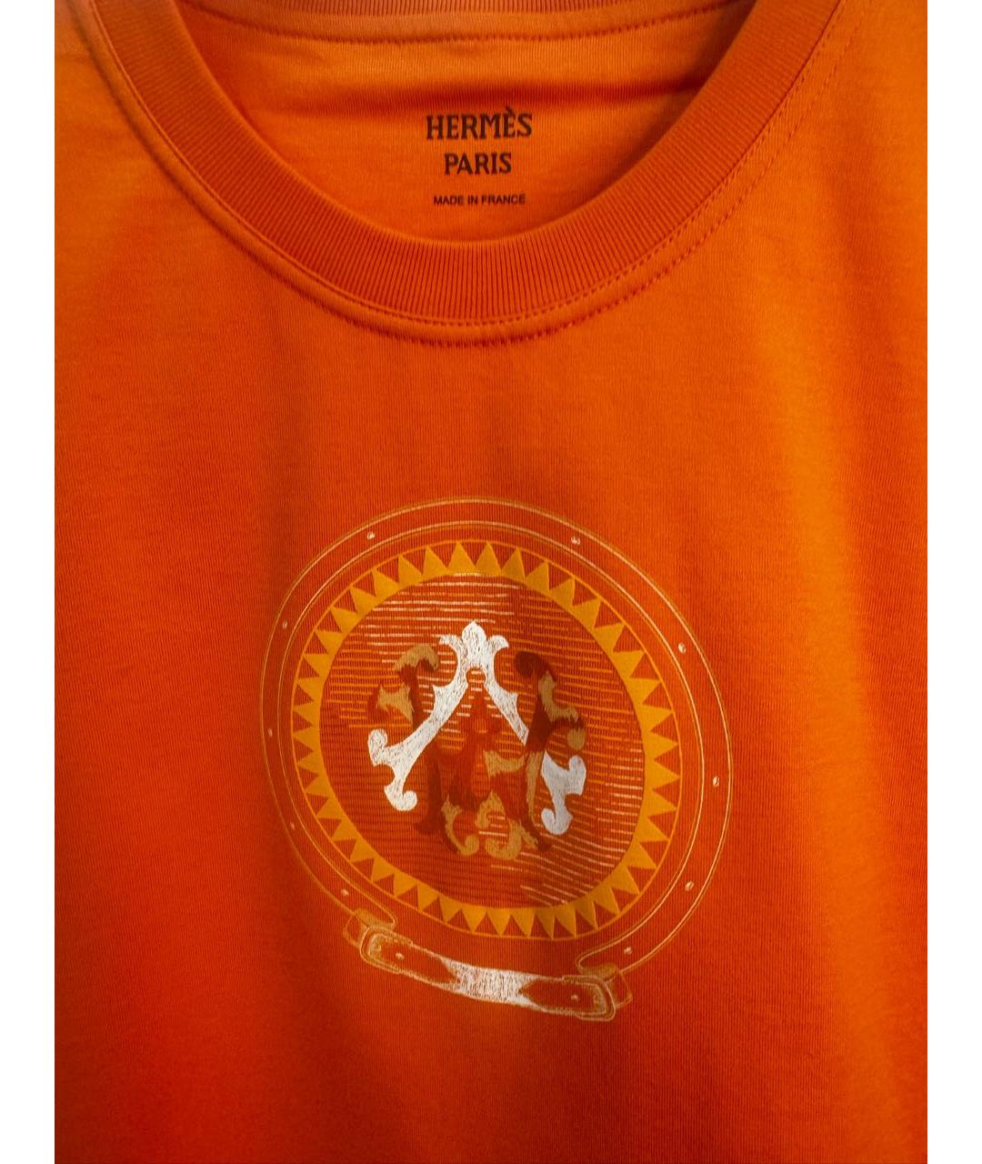 HERMES Оранжевая хлопковая футболка, фото 2