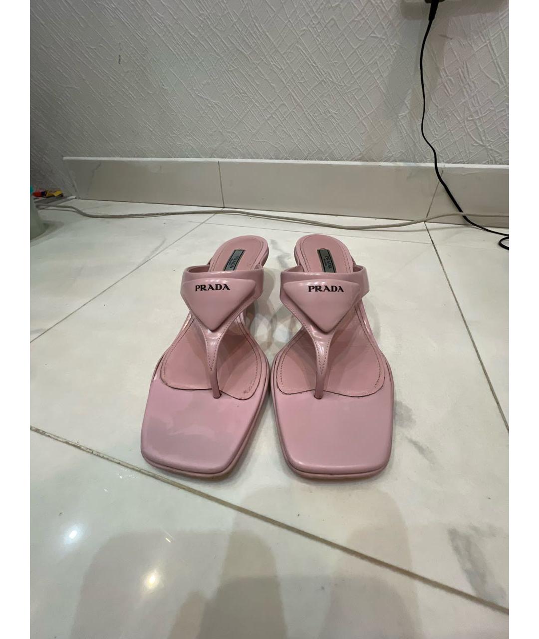 PRADA Розовые кожаные сандалии, фото 2
