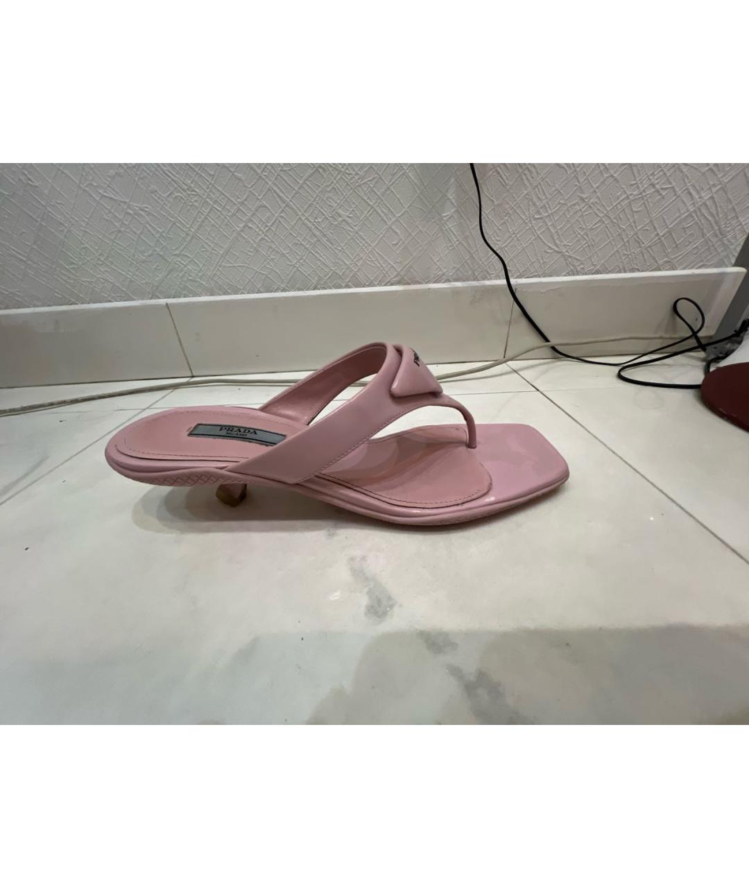 PRADA Розовые кожаные сандалии, фото 6