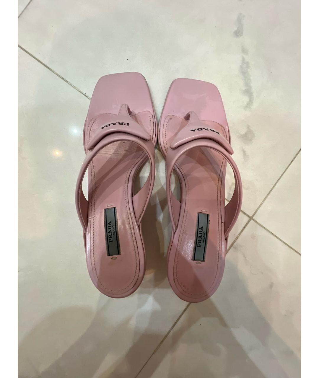 PRADA Розовые кожаные сандалии, фото 3