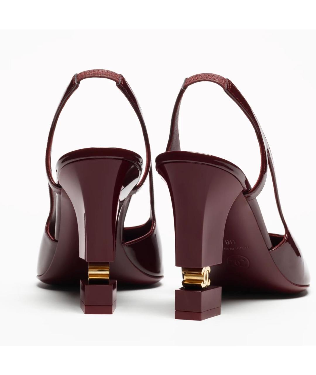CHANEL Бордовые туфли из лакированной кожи, фото 4