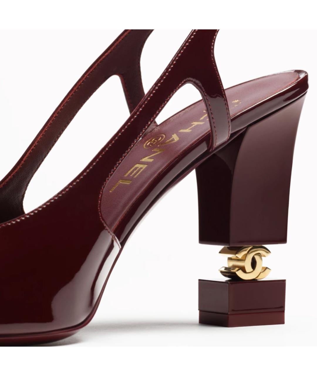 CHANEL Бордовые туфли из лакированной кожи, фото 5