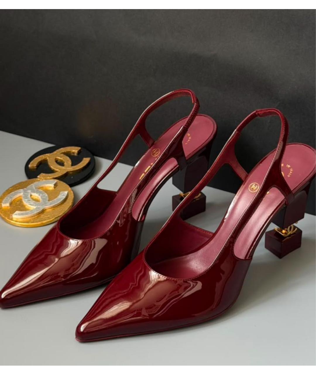 CHANEL Бордовые туфли из лакированной кожи, фото 3