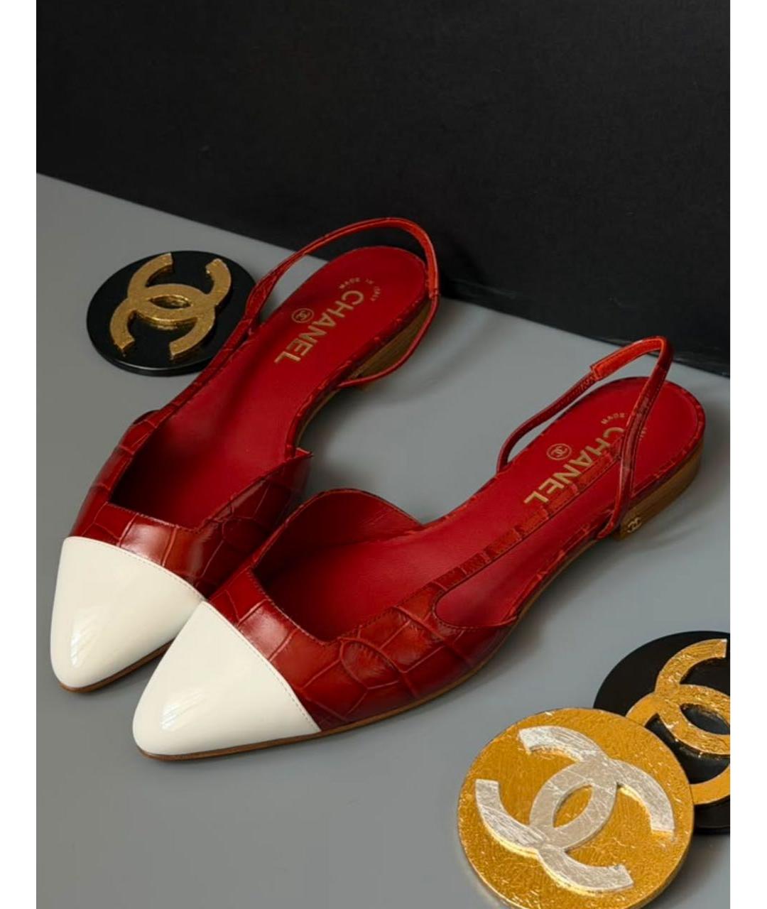 CHANEL Красные кожаные туфли, фото 2