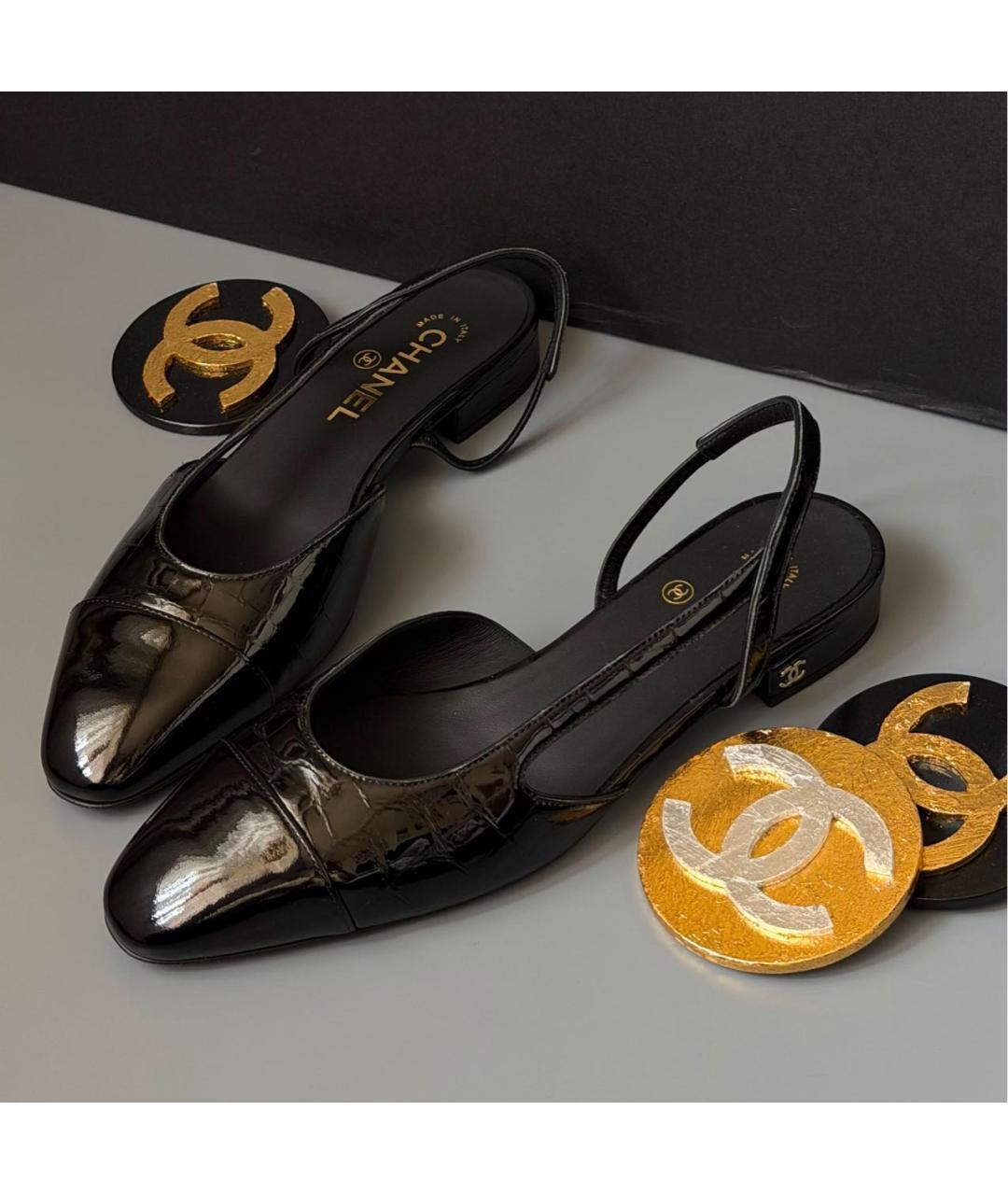 CHANEL Черные кожаные туфли, фото 3