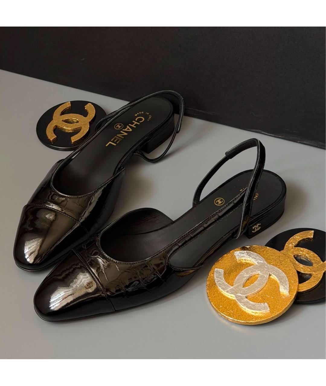 CHANEL Черные кожаные туфли, фото 2