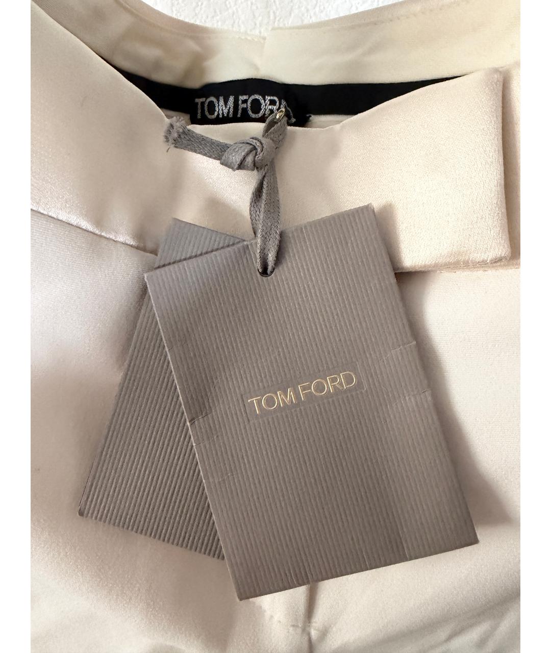 TOM FORD Белые вискозные брюки узкие, фото 4