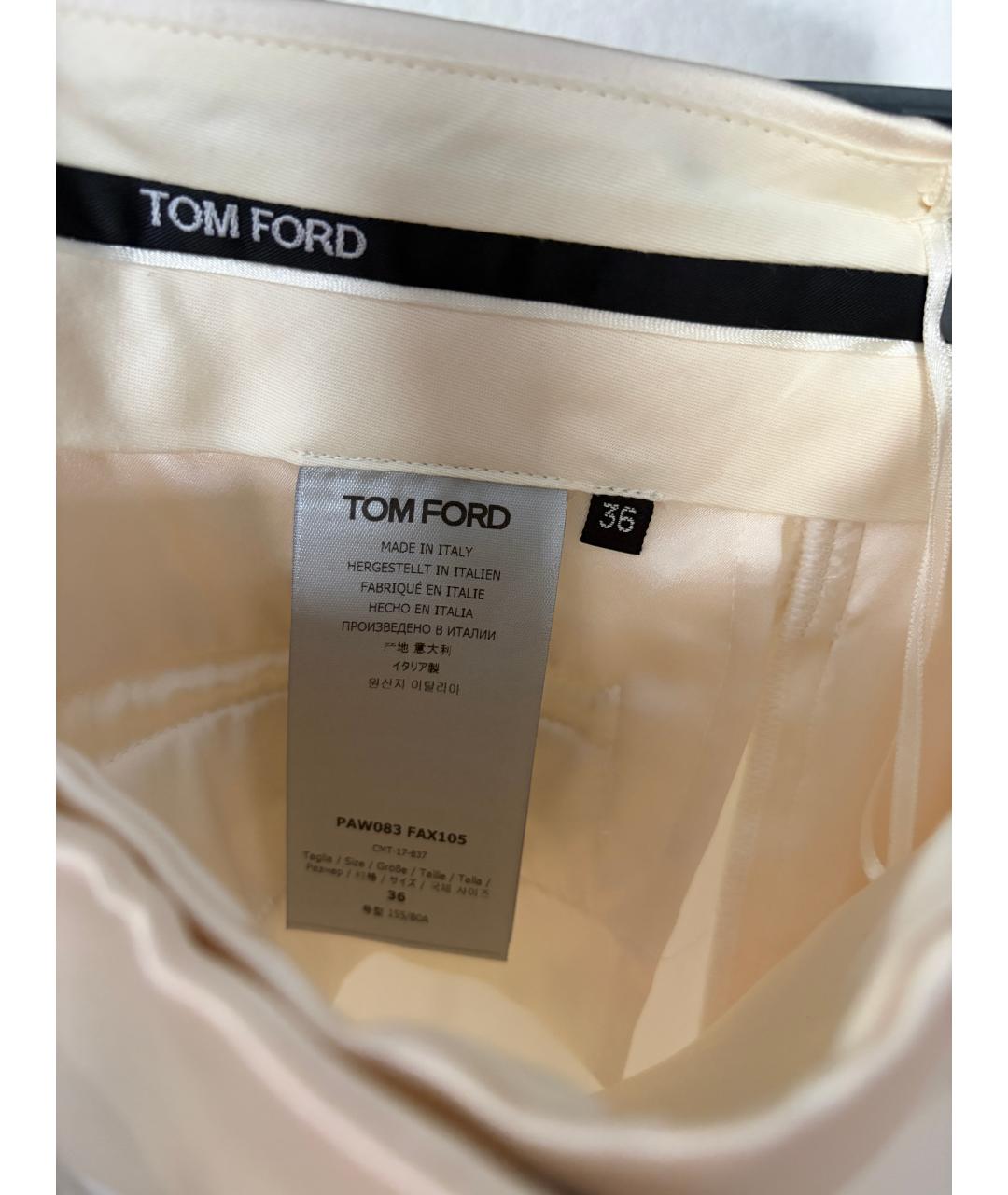 TOM FORD Белые вискозные брюки узкие, фото 5