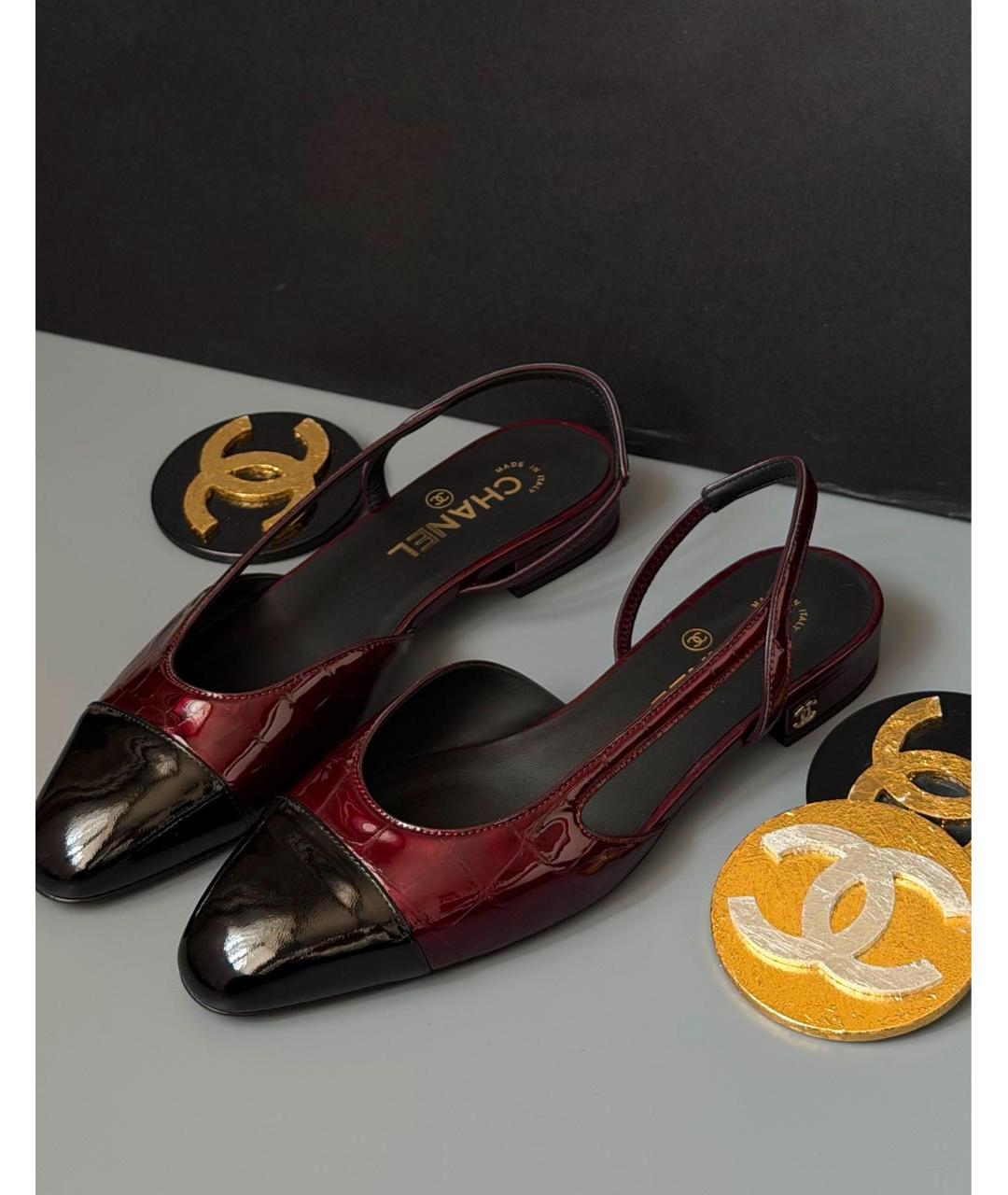 CHANEL Бордовые туфли из лакированной кожи, фото 2