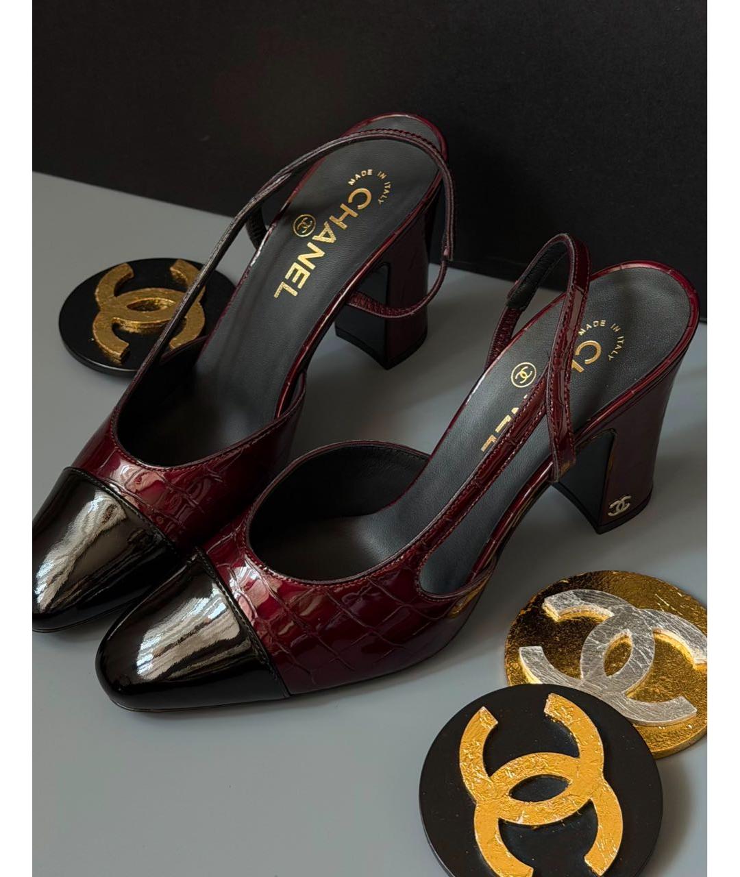 CHANEL Бордовые туфли из лакированной кожи, фото 2