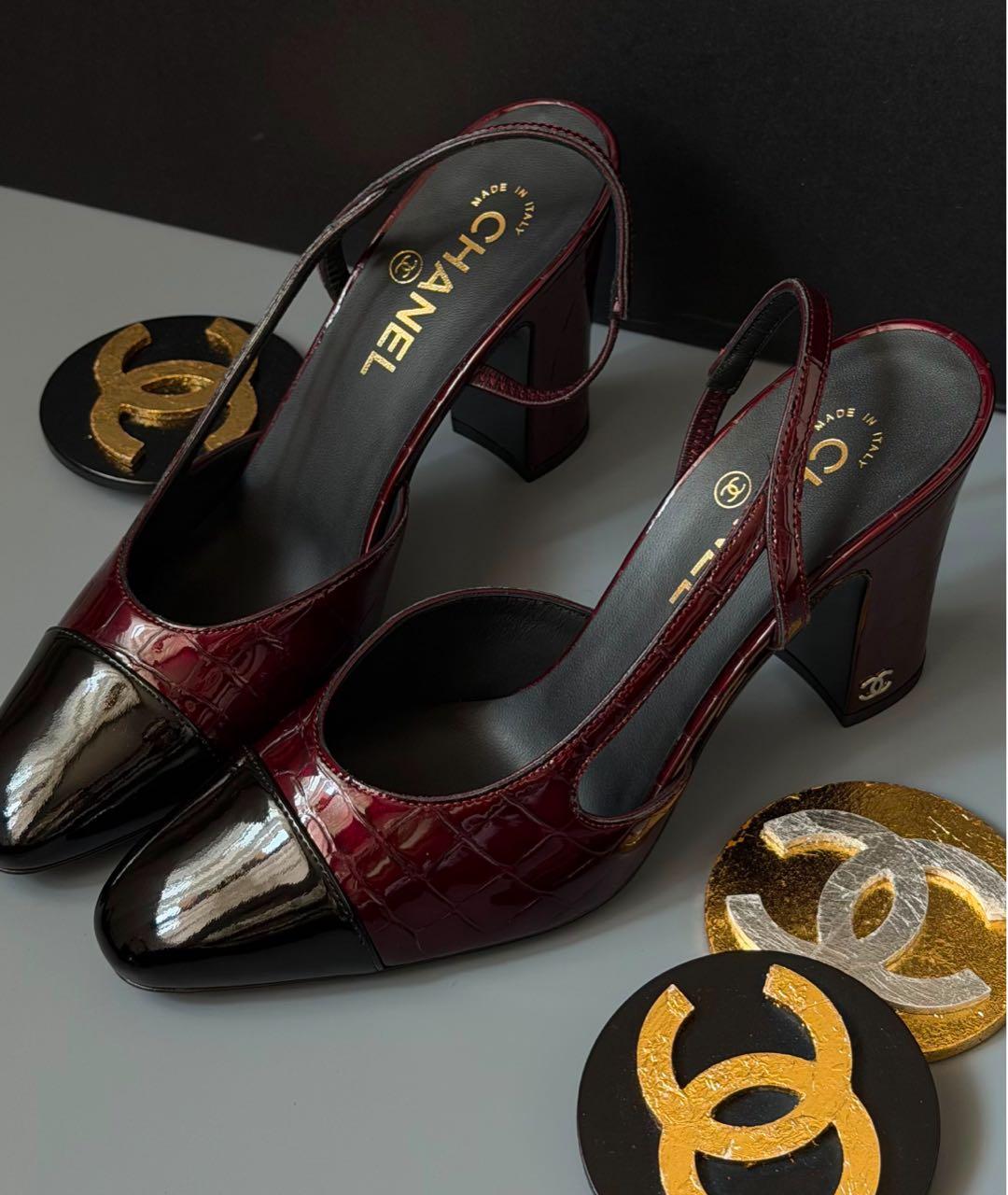 CHANEL Бордовые туфли из лакированной кожи, фото 3