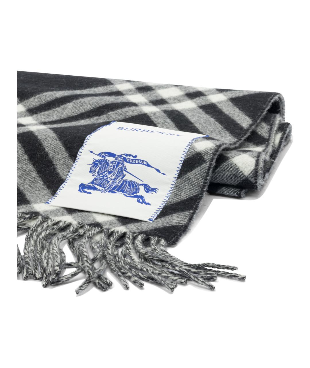 BURBERRY Черный кашемировый шарф, фото 2