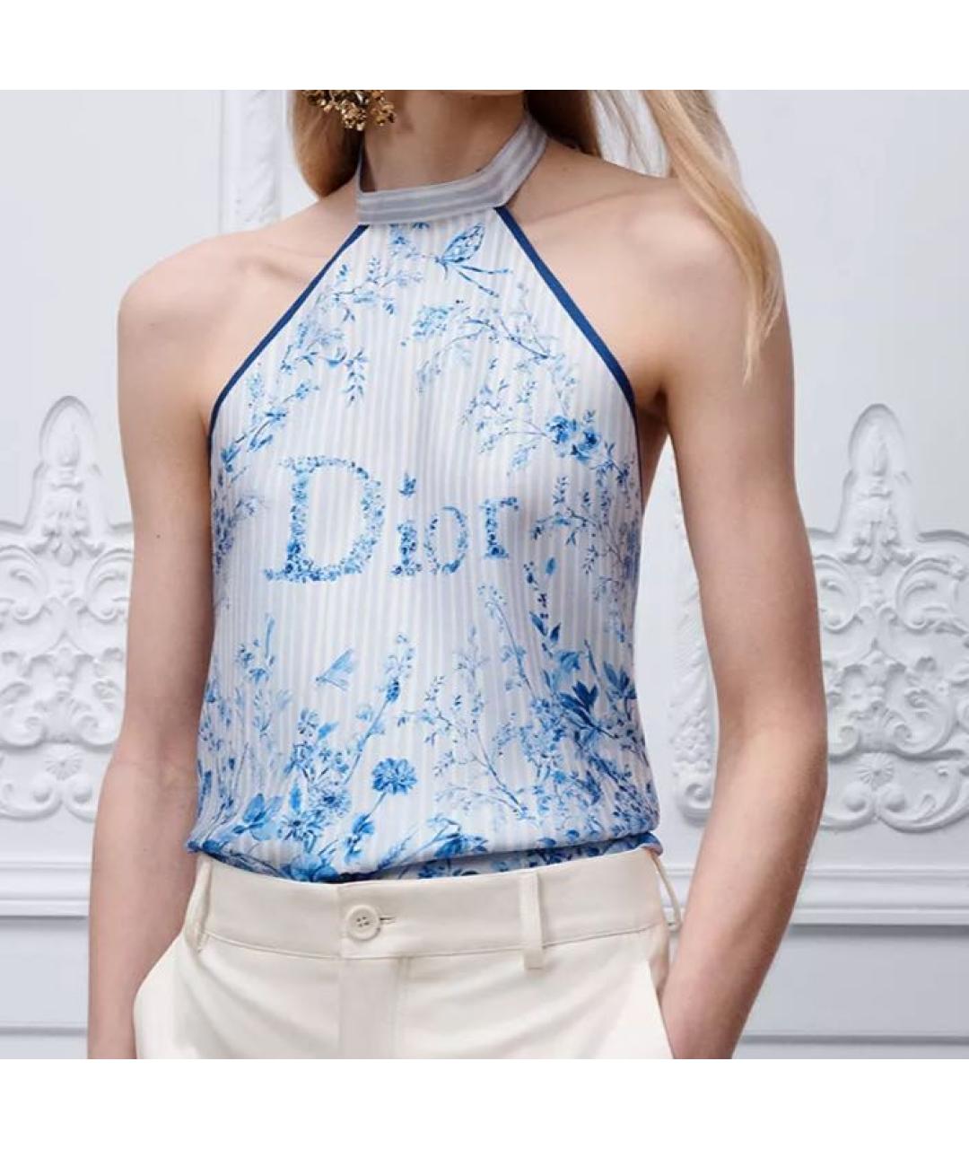 CHRISTIAN DIOR Синяя шелковая блузы, фото 6