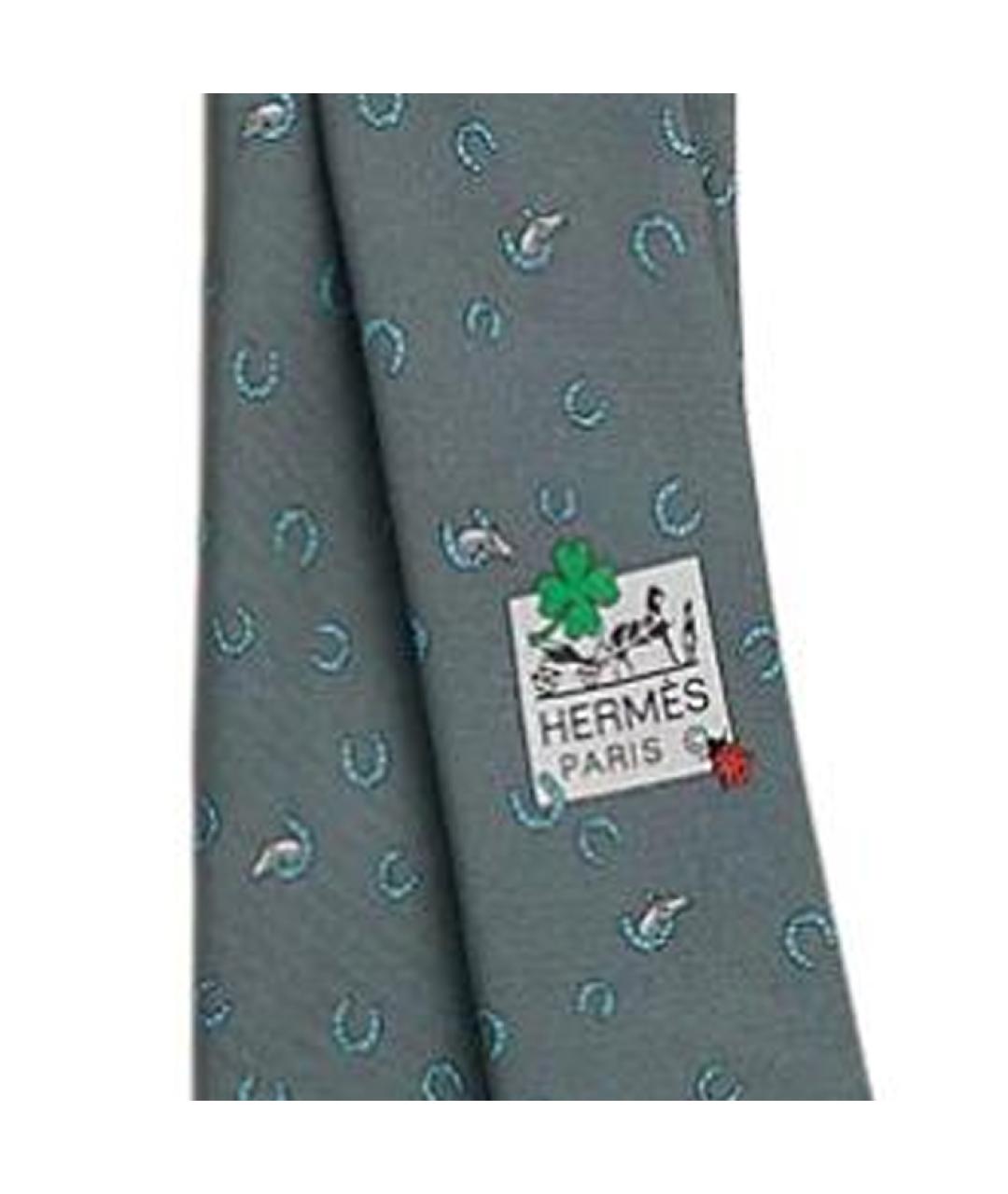 HERMES Антрацитовый шелковый галстук, фото 2