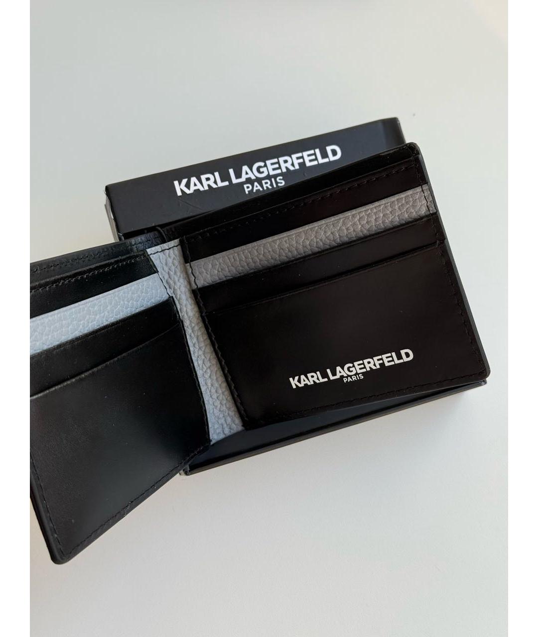KARL LAGERFELD Черный кожаный кошелек, фото 3