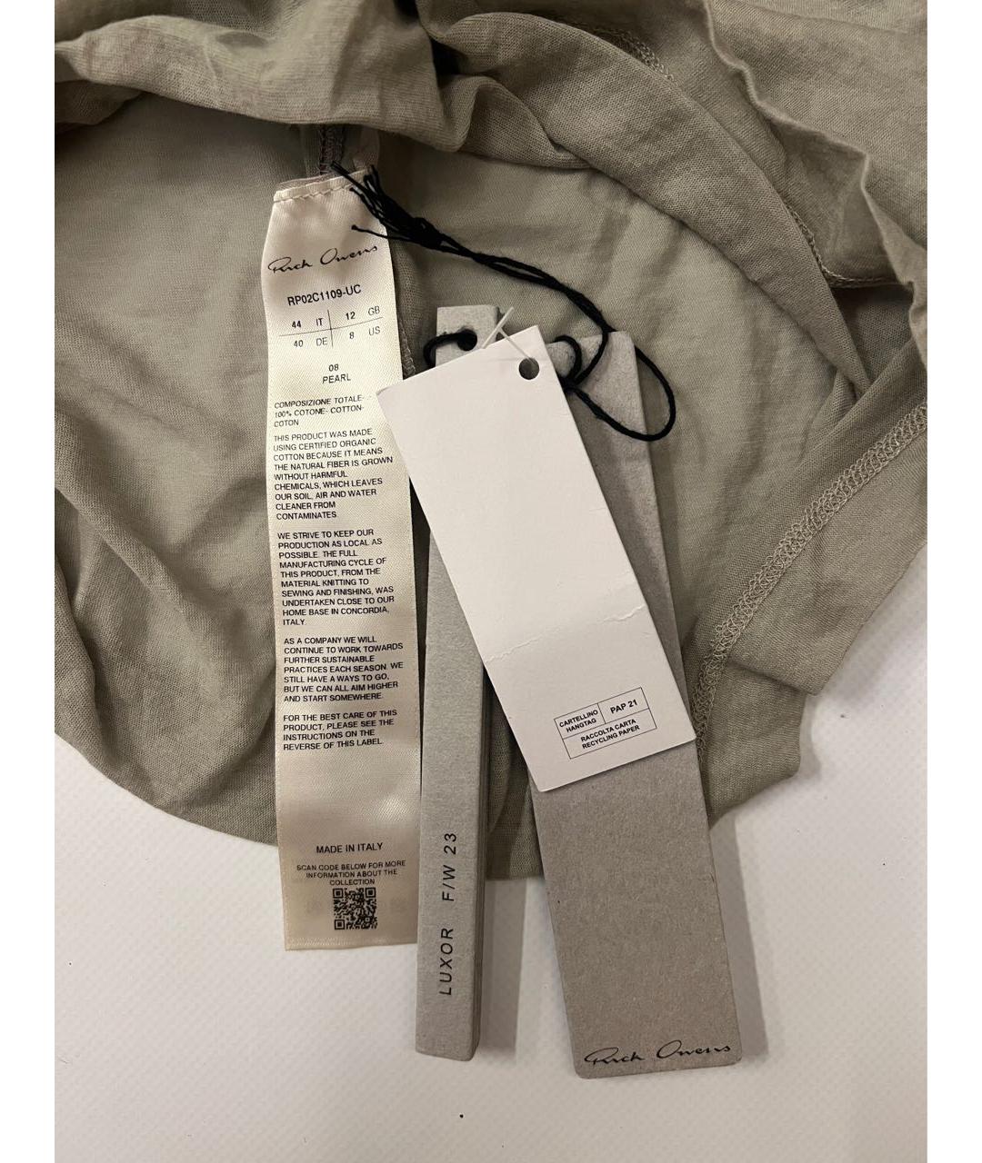 RICK OWENS Бежевая хлопковая футболка, фото 4