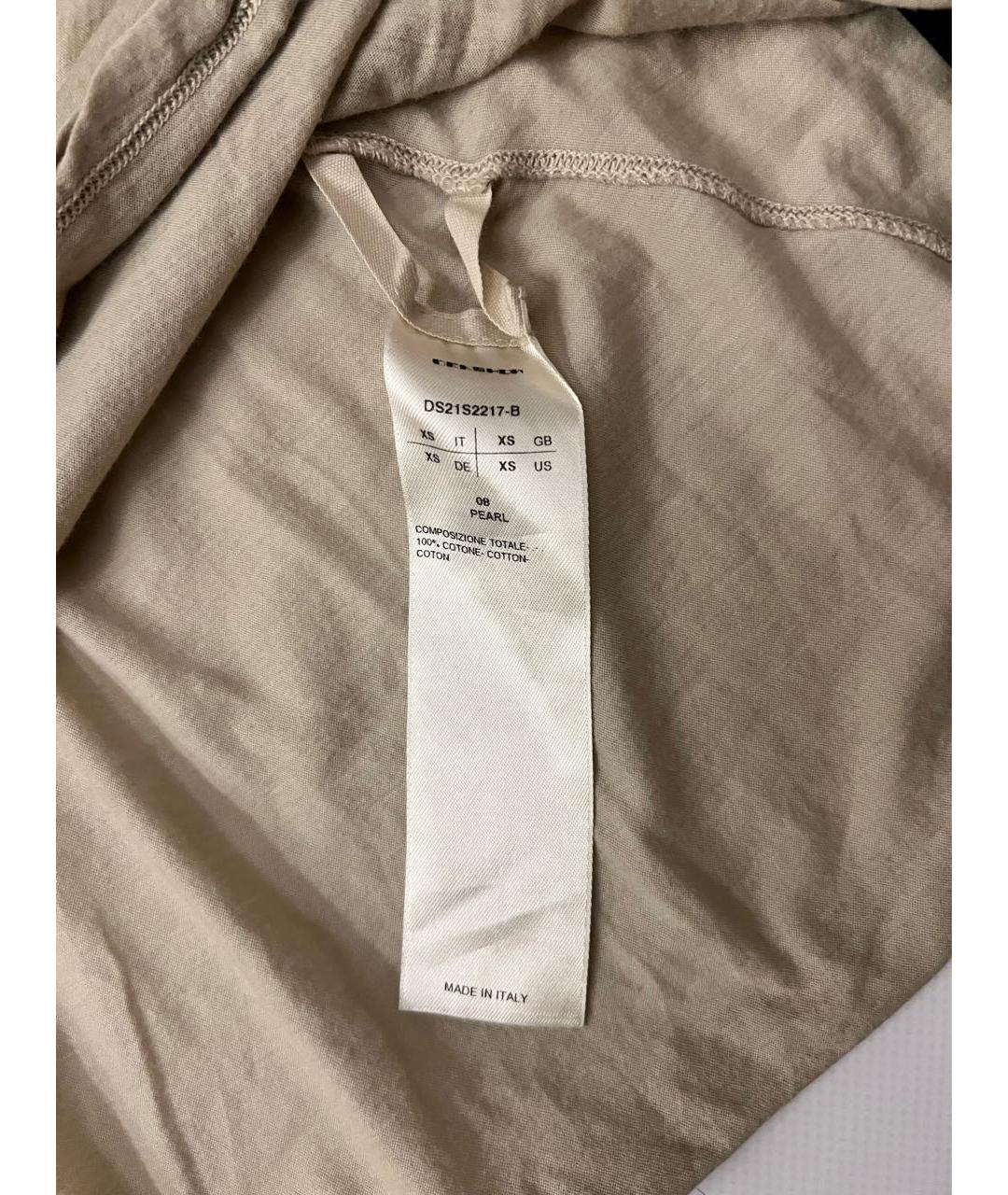 RICK OWENS DRKSHDW Бежевая хлопковая футболка, фото 4