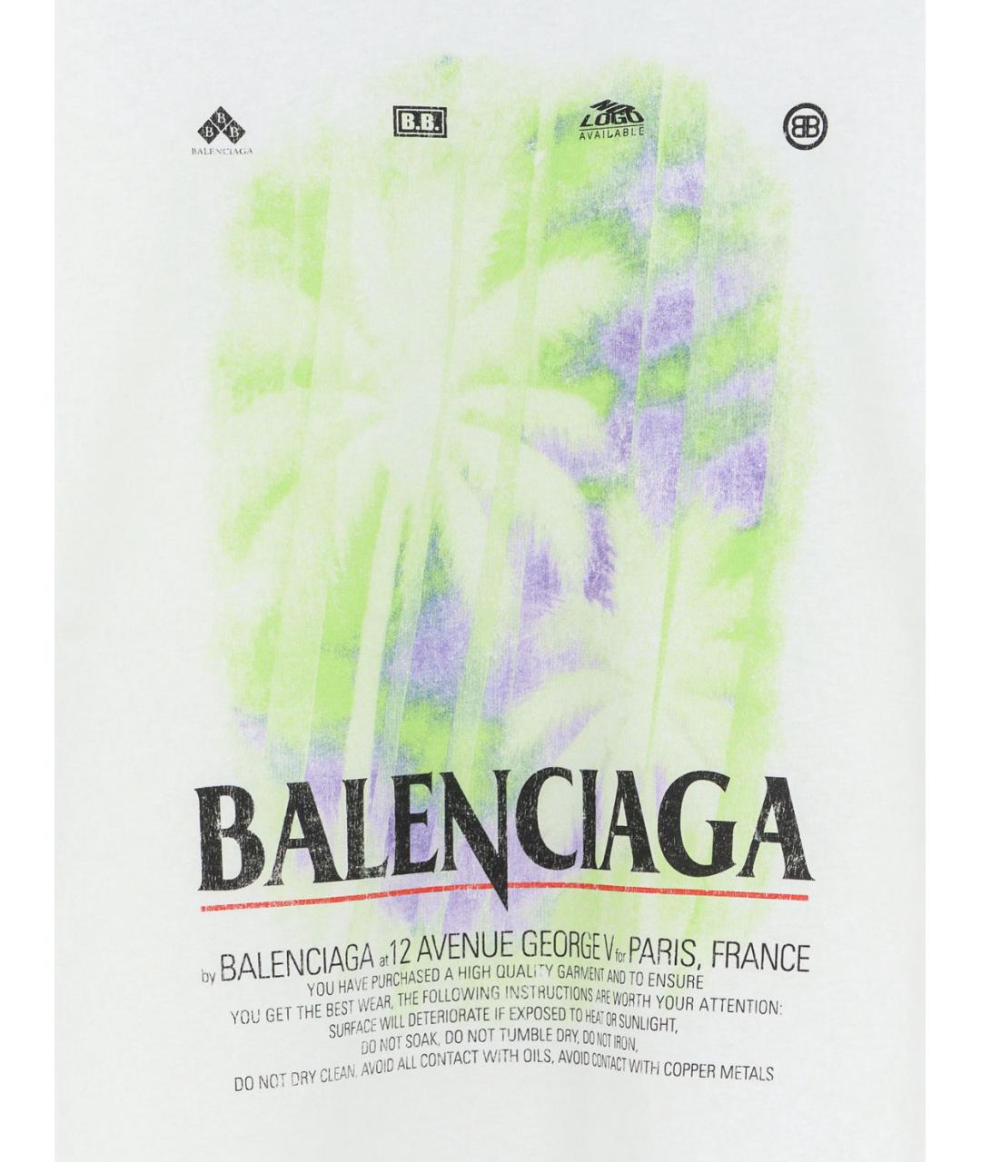 BALENCIAGA Белая хлопковая футболка, фото 3